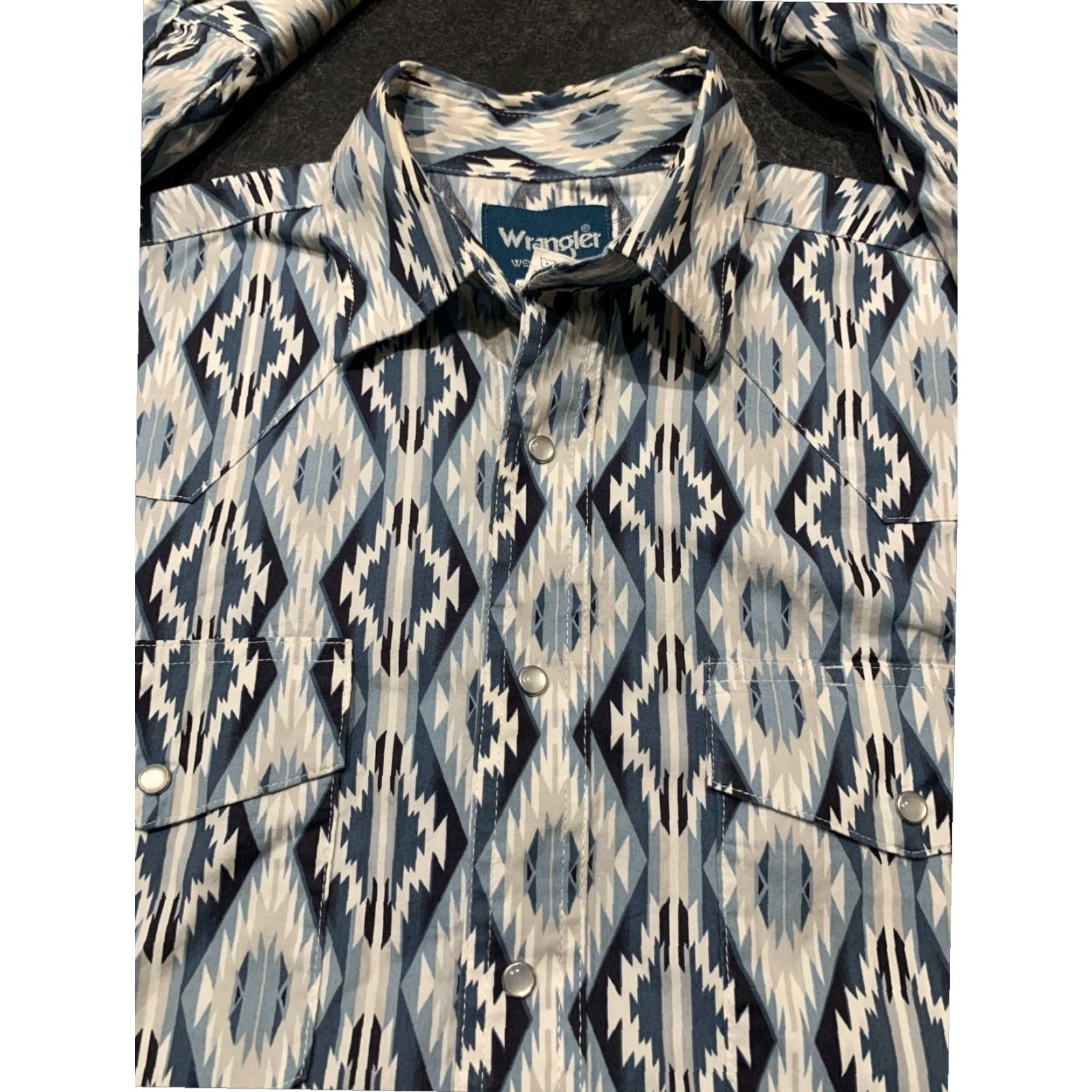 Wrangler VINTAGE Wrangler Brushpopper Long Sleeve Button-Up Shirt Blue White Medium Mens Size US M / EU 48-50 / 2 - 3 Thumbnail