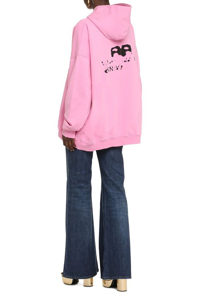 Balenciaga o1la1rc1a0824 Large Fit Hoodie in Pink/Black Size XS / US 0-2 / IT 36-38 - 4 Thumbnail