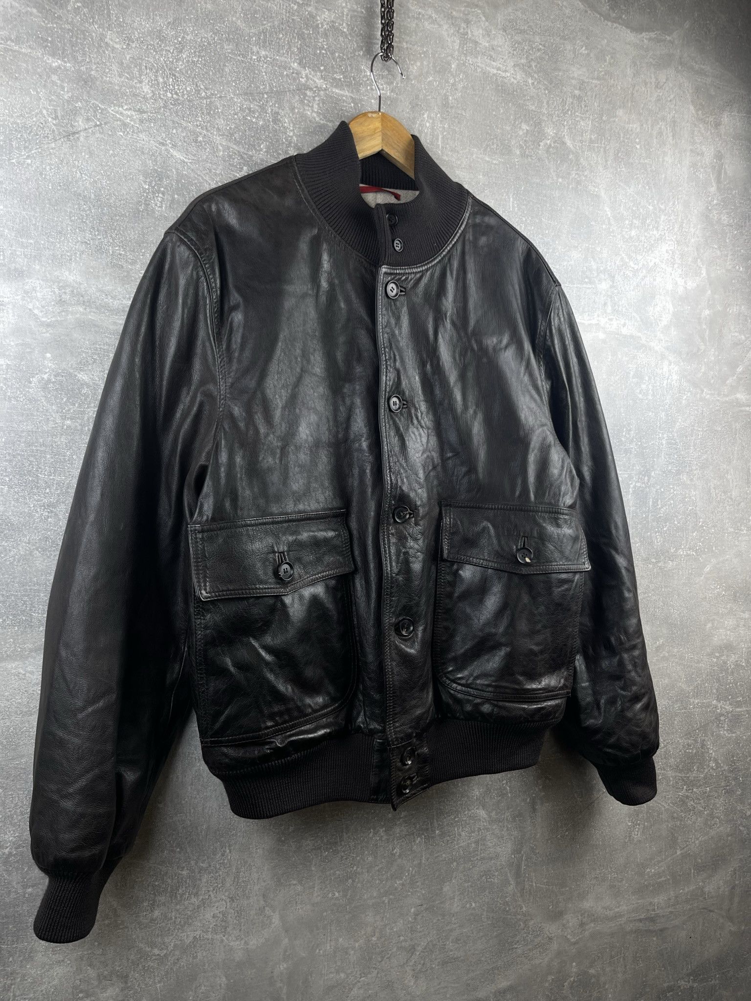 Isaia ISAIA Napoli vintage leather bomber jacket cashmere/viscosa Size US L / EU 52-54 / 3 - 2 Thumbnail