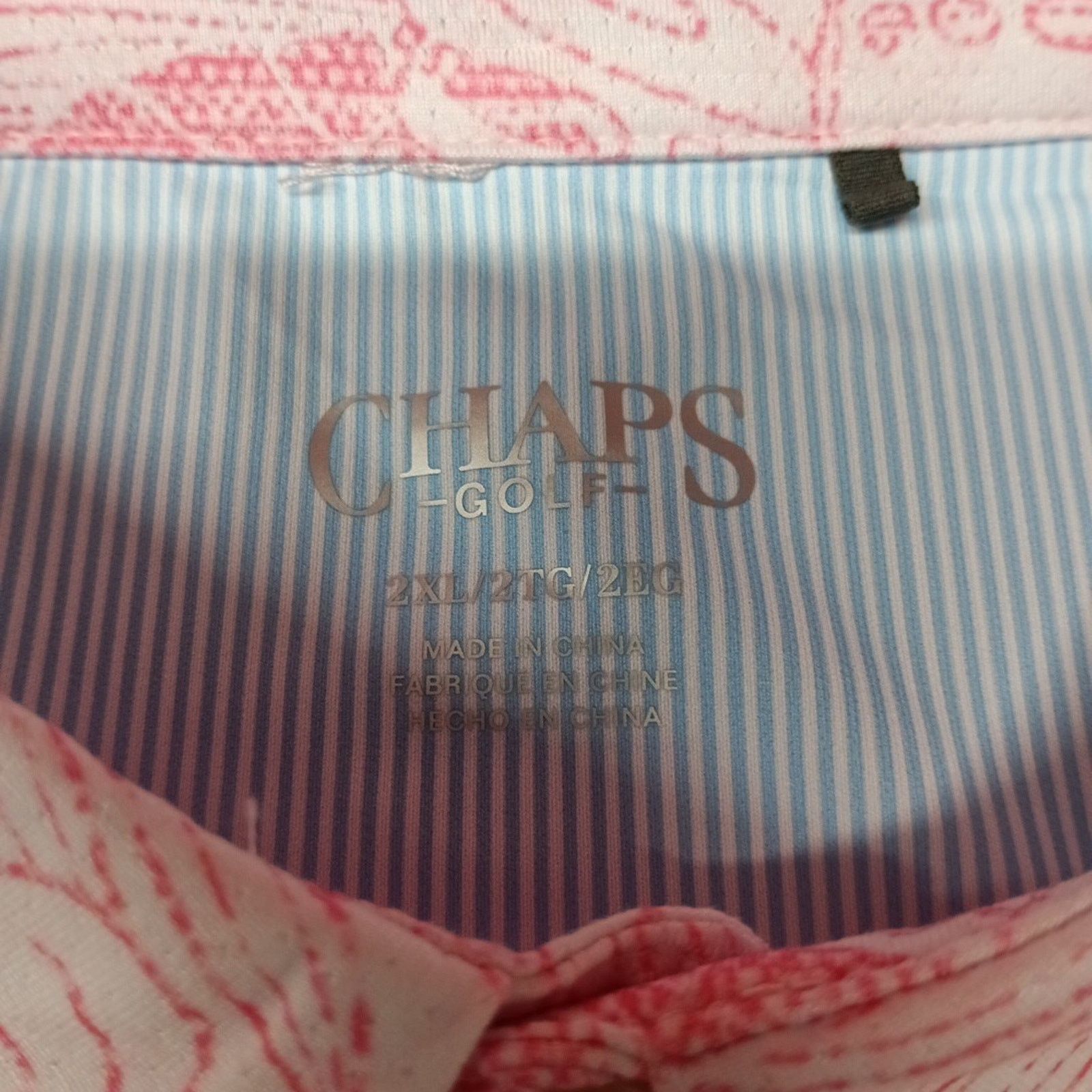 Chaps Chaps Printed Golf Polo Shirt Men's 2XL Pink 4-Way Stretch Size US XXL / EU 58 / 5 - 3 Thumbnail
