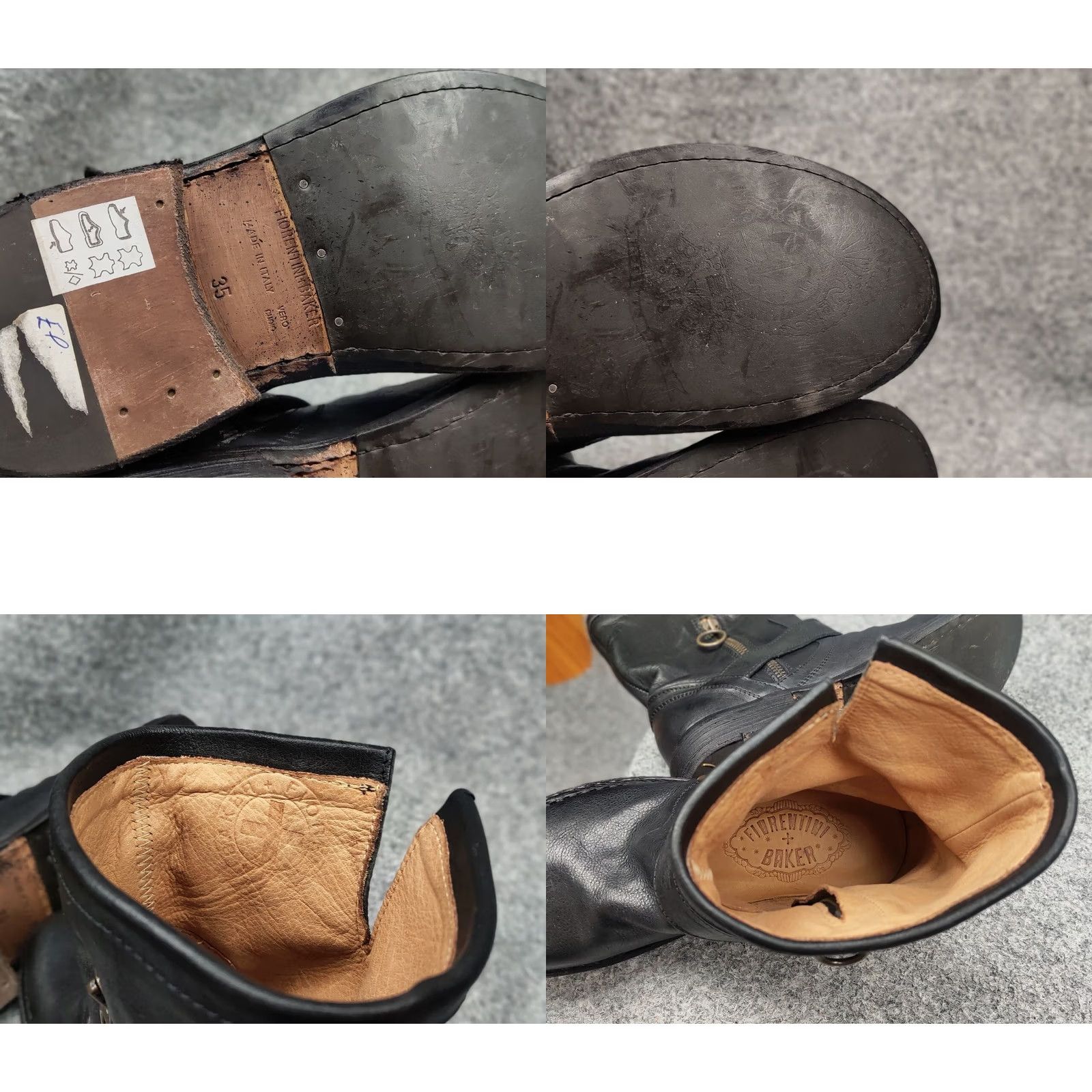 Vintage Fiorentini + Baker Side Zip Black Leather Eli Moto Ankle Boots Women Adult 35 EU 5 US Zip - Leather - Comfort Plus - Motorcycle Bike Style - Boot Size US 5 / IT 35 - 10 Thumbnail