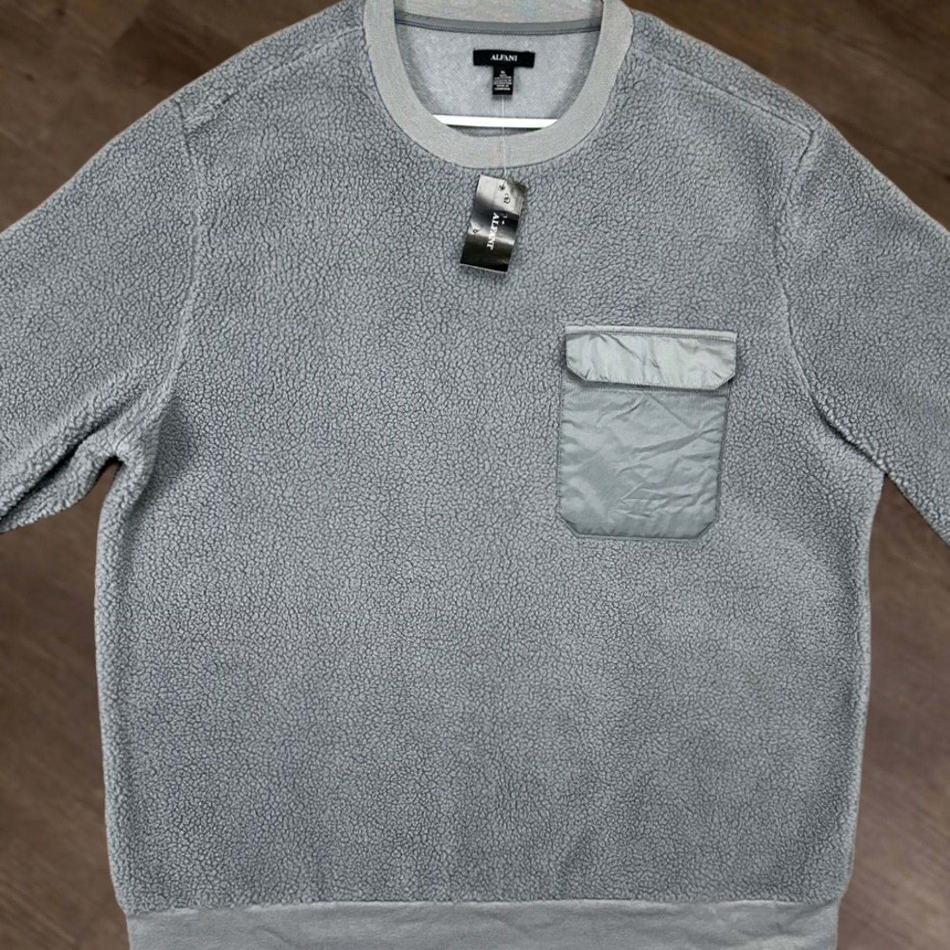 Alfani VINTAGE? No. (But adjust) Alfani Fleece Sweatshirt Mens XL Gray Pullover Crewneck Long Sleeve Pocket NEW Size US XL / EU 56 / 4 - 1 Thumbnail