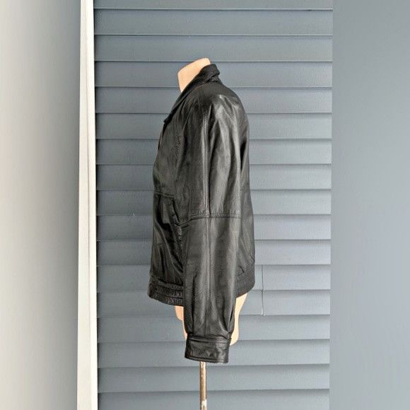 Members Only Vintage Retro 80s Mens Black Leather Bomber Jacket~44~ Size US L / EU 52-54 / 3 - 3 Thumbnail