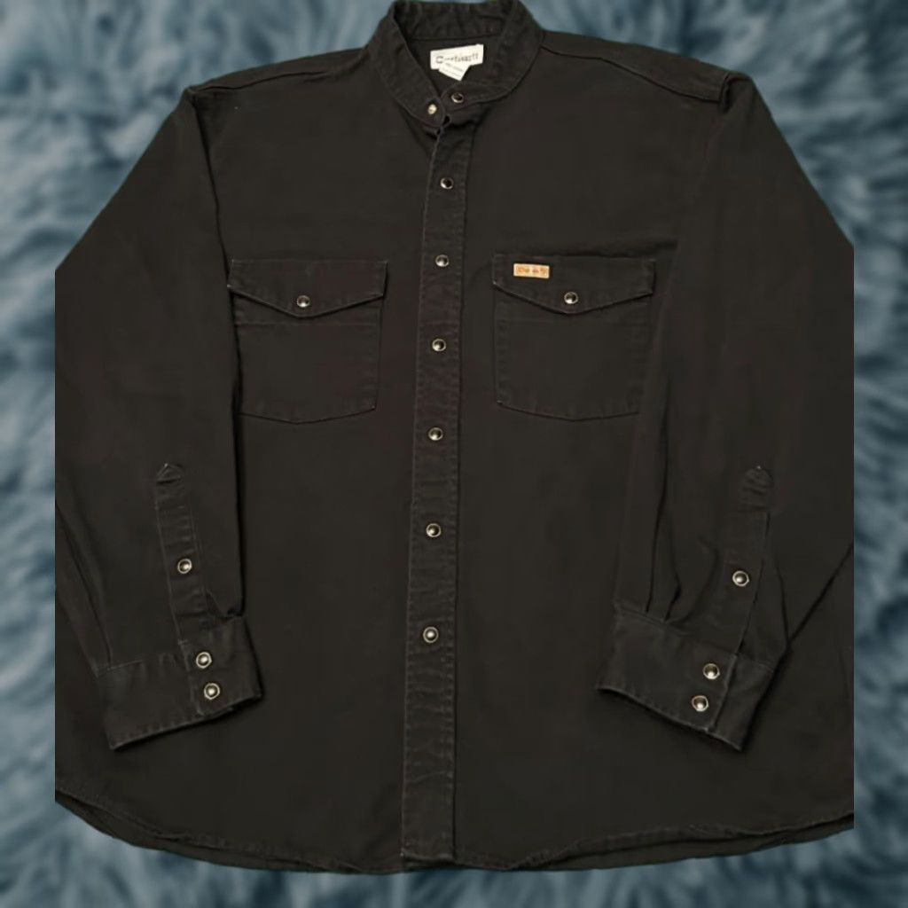 Carhartt VINTAGE Carhartt Black Pearl Snap Button Up Work Wear Black Mens Size Large Size US L / EU 52-54 / 3 - 1 Thumbnail