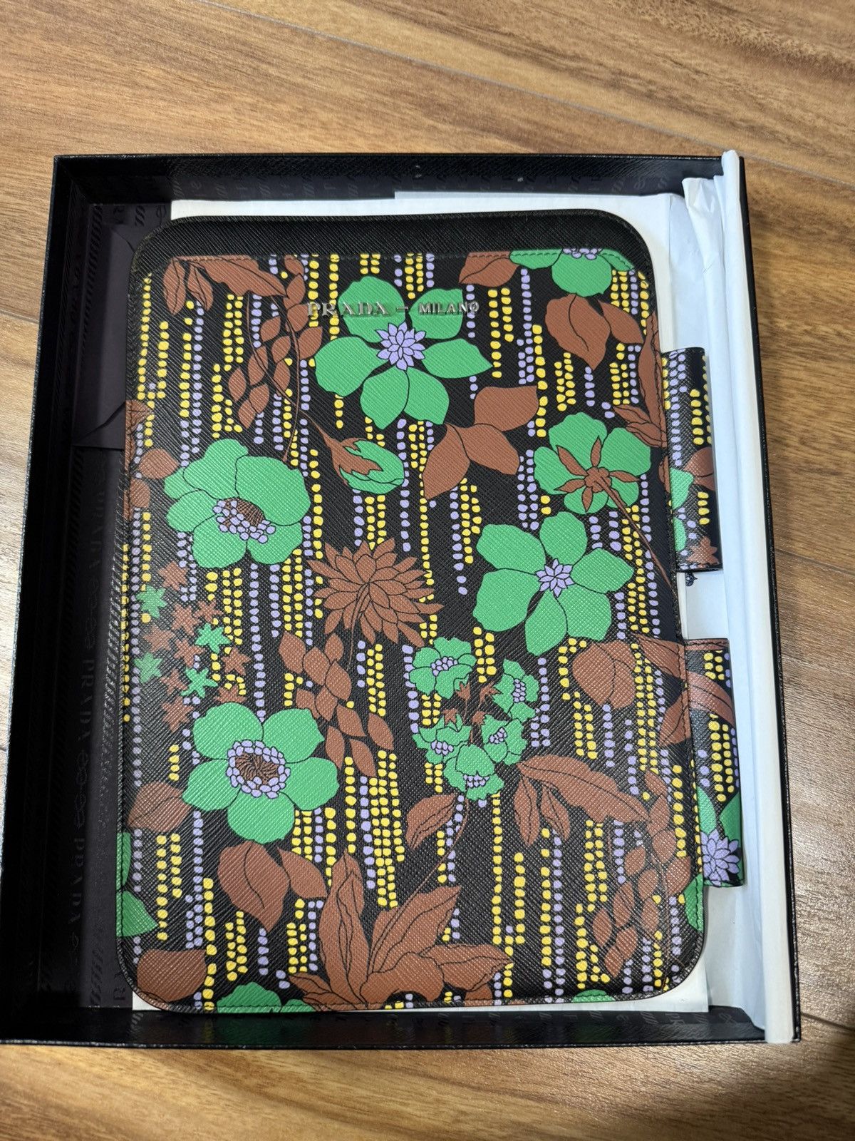 Prada Prada Saffiano Leather Flower Print iPad Tablet Case Size ONE SIZE - 1 Thumbnail