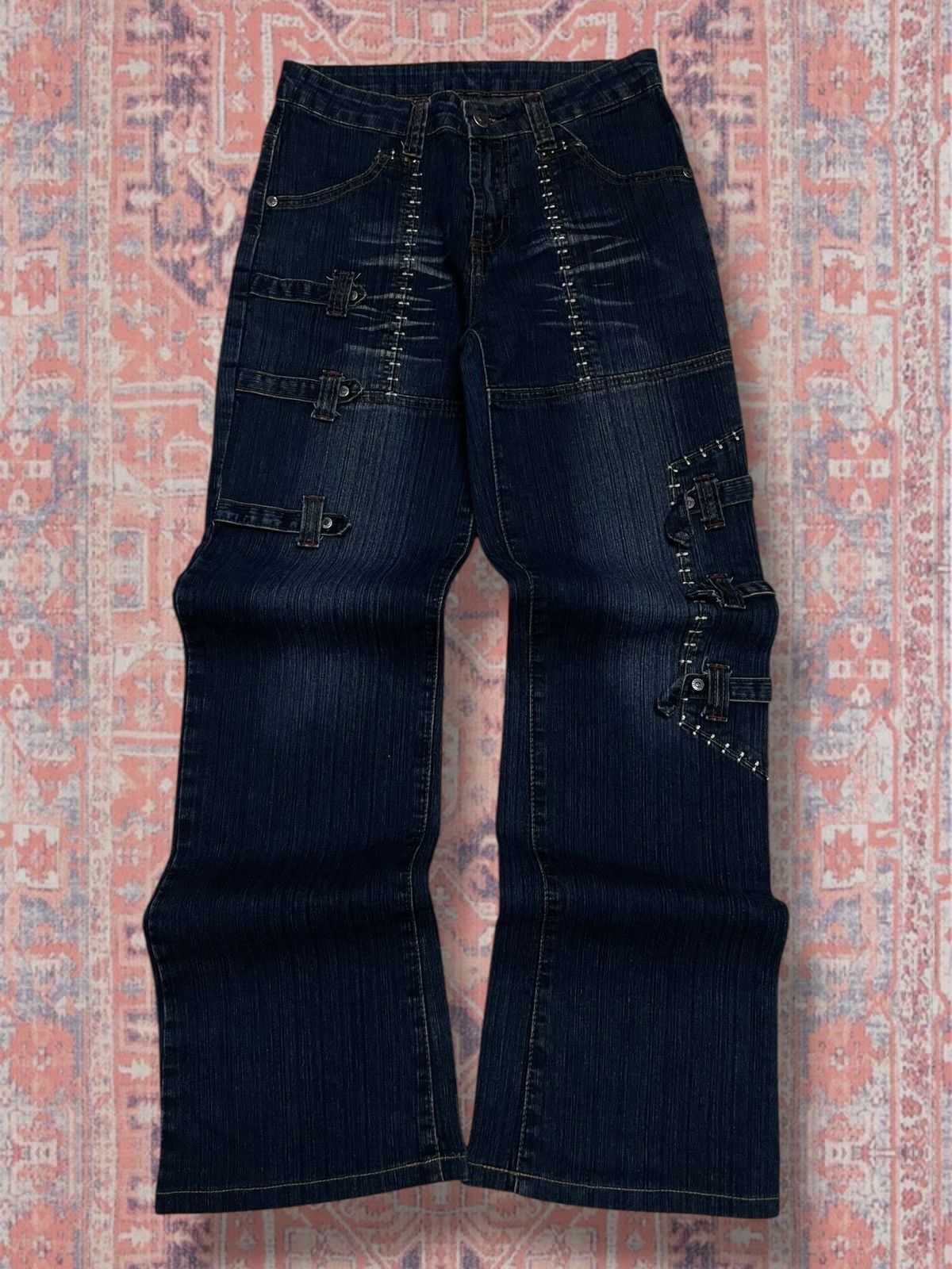 Vintage 1990s Og Japan Designer T&T Pop Punk Flared Denim