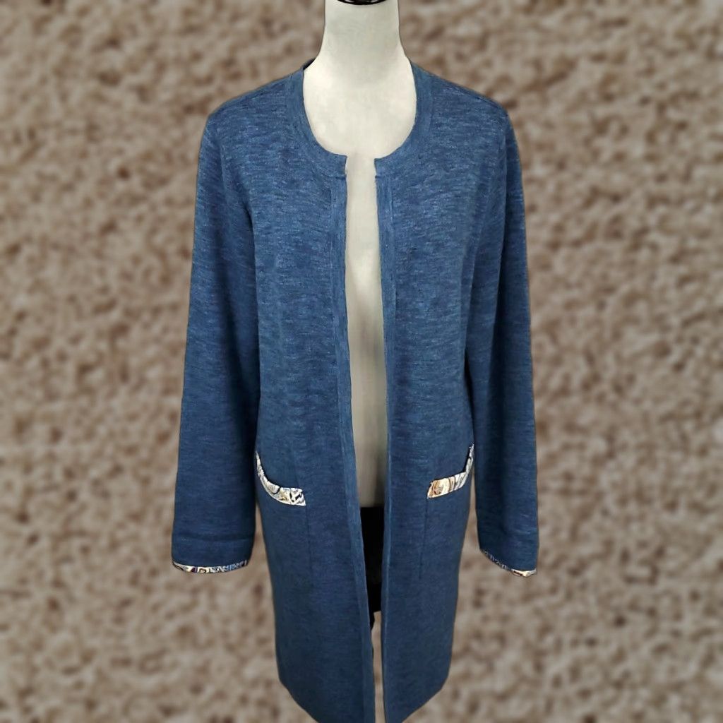 Vintage Chico's Cardigan Sweater Shirt Women Open Front Longline Blue L Knit Casual Vintage No - 2 Size L / US 10 / IT 46 - 1 Thumbnail