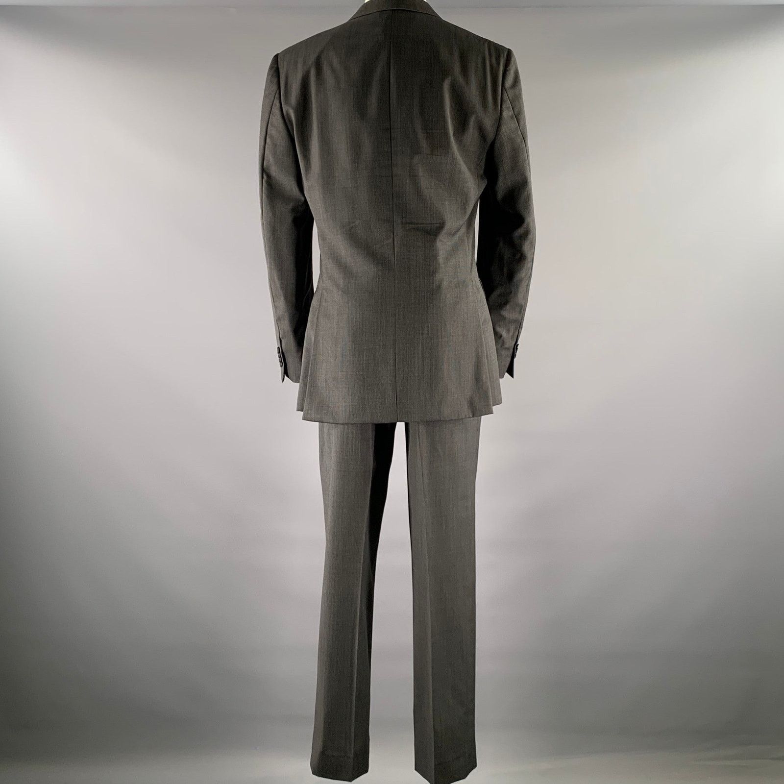 Z Zegna Z ZEGNA Size 44 Grey Black Nailhead Wool Notch Lapel Suit Size 44L - 3 Thumbnail