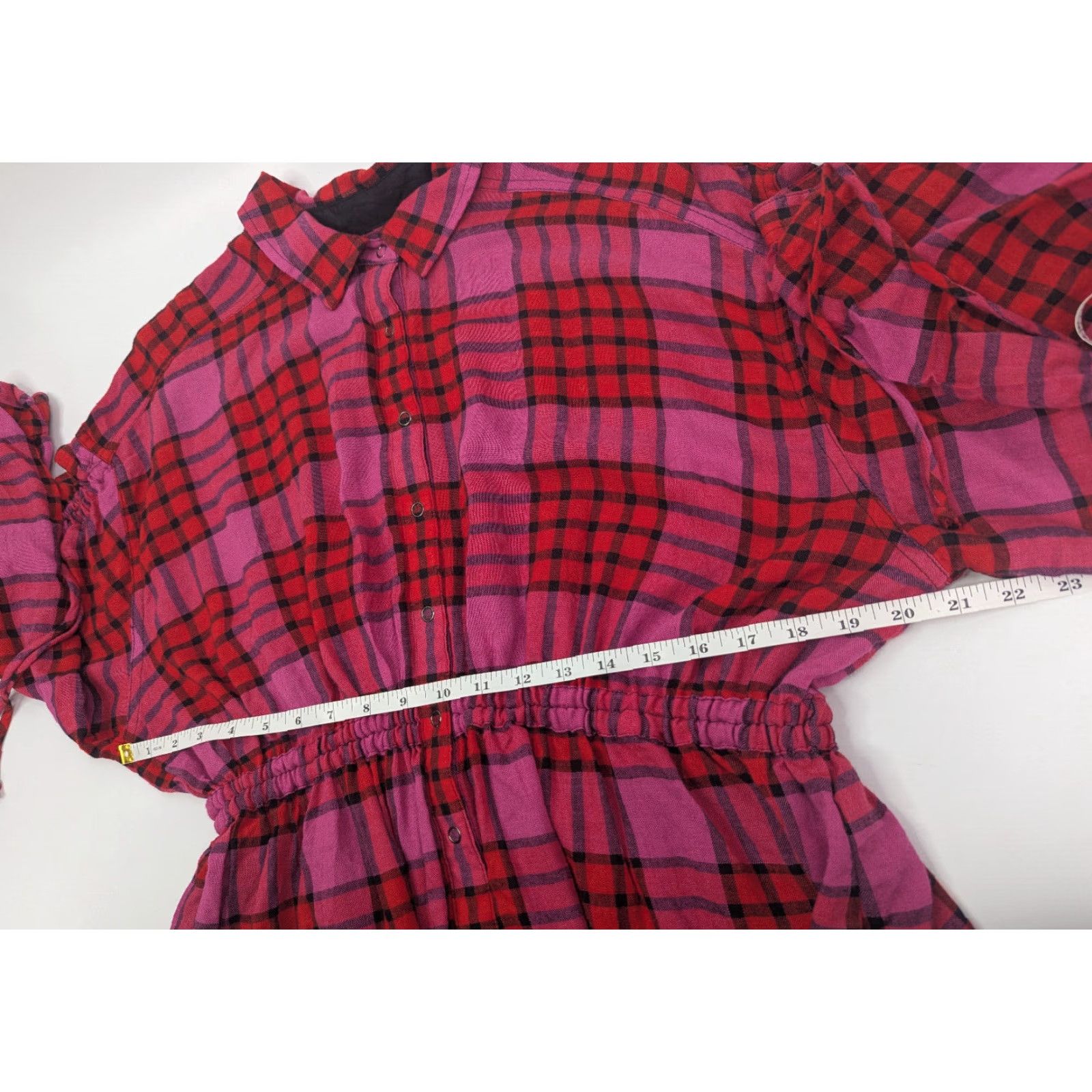 Free People Free People Women's Pacific Dawn Drawstring Plaid Red Combo Shirt M Size M / US 6-8 / IT 42-44 - 5 Thumbnail
