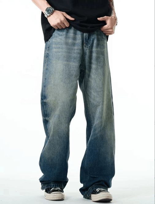 Japanese Brand × Jean Blue washed distressed men's loose casual jeans Size US 34 / EU 50 - 3 Thumbnail