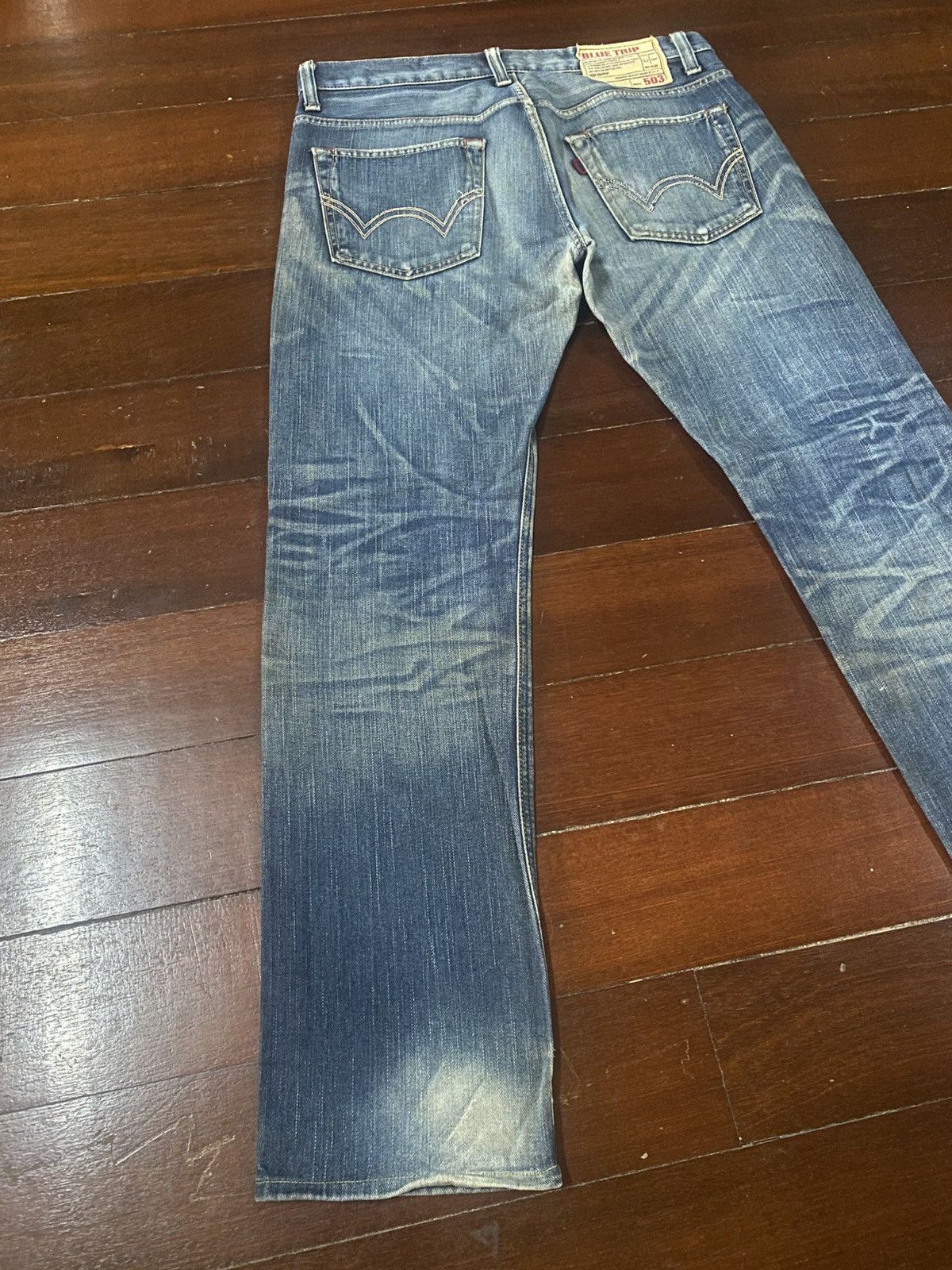 Edwin Fire Edwin 503 blue trip Flare Distressed Denim Size US 38 / EU 54 - 10 Thumbnail