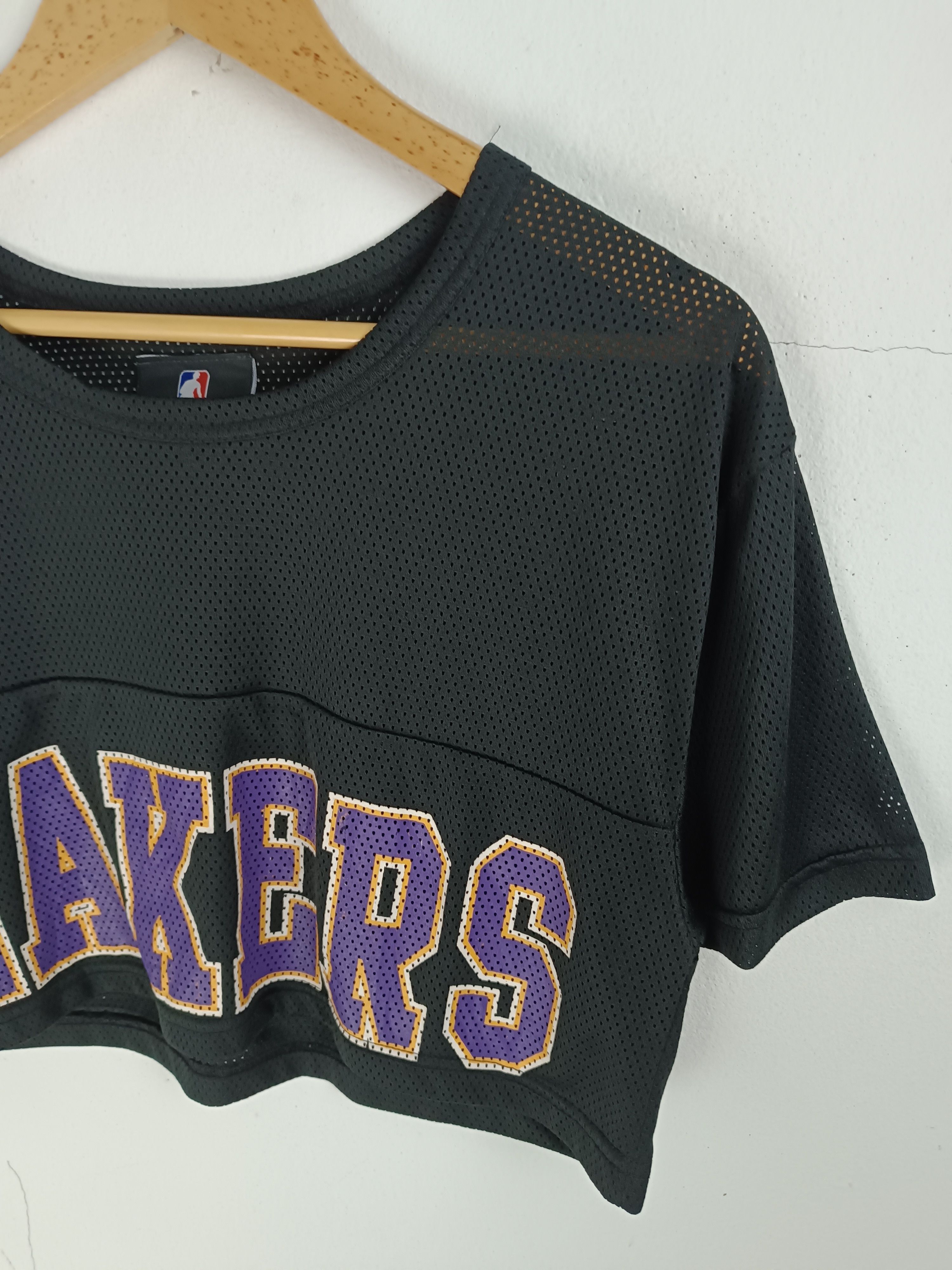 NBA VINTAGE Y2K LA LAKERS MESH NET CROP TOP NBA NFL MLB SPORTS Size S / US 4 / IT 40 - 6 Thumbnail