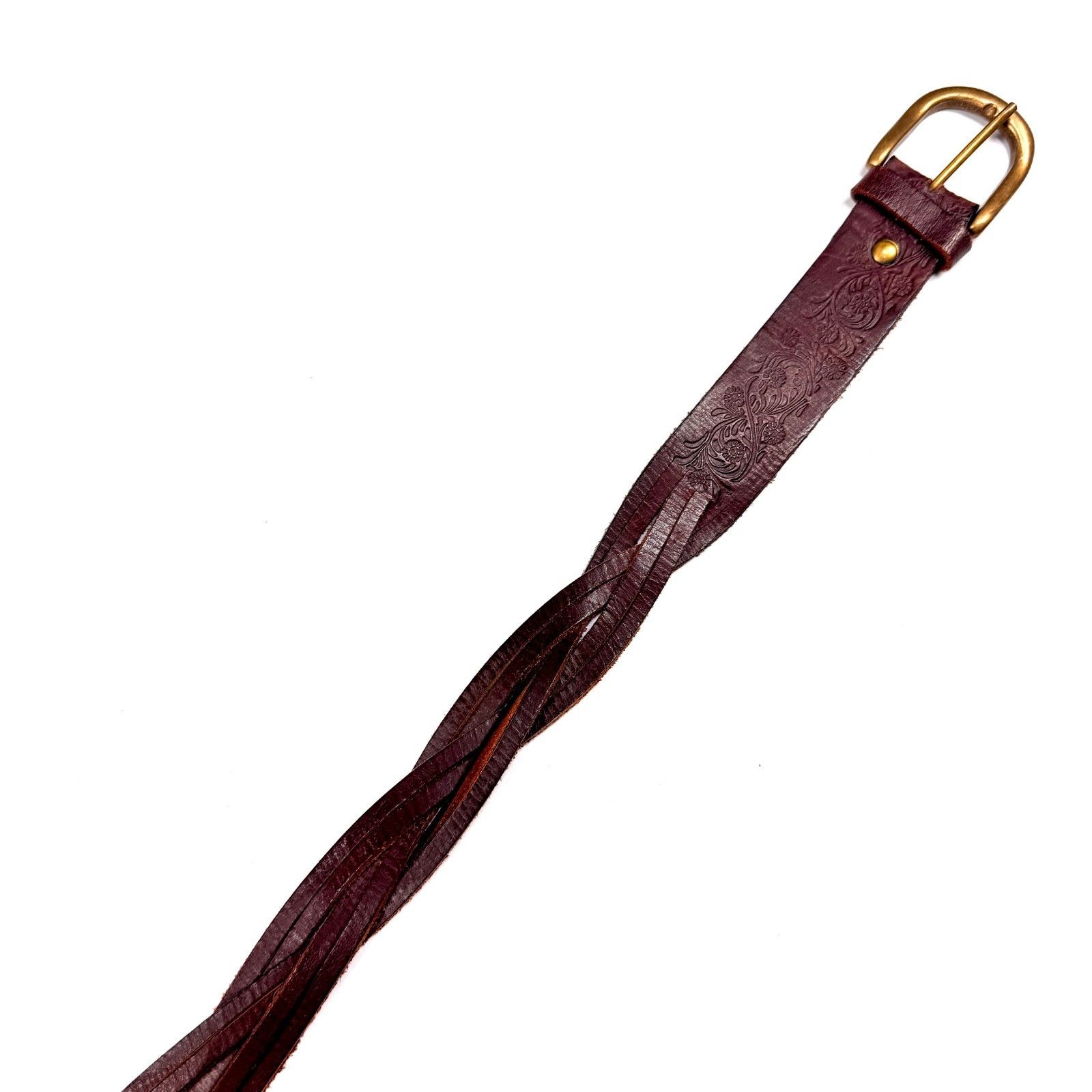 Vintage Vintage Womens Brown Tooled Leather Braided Belt Floral Boho Size ONE SIZE - 10 Thumbnail