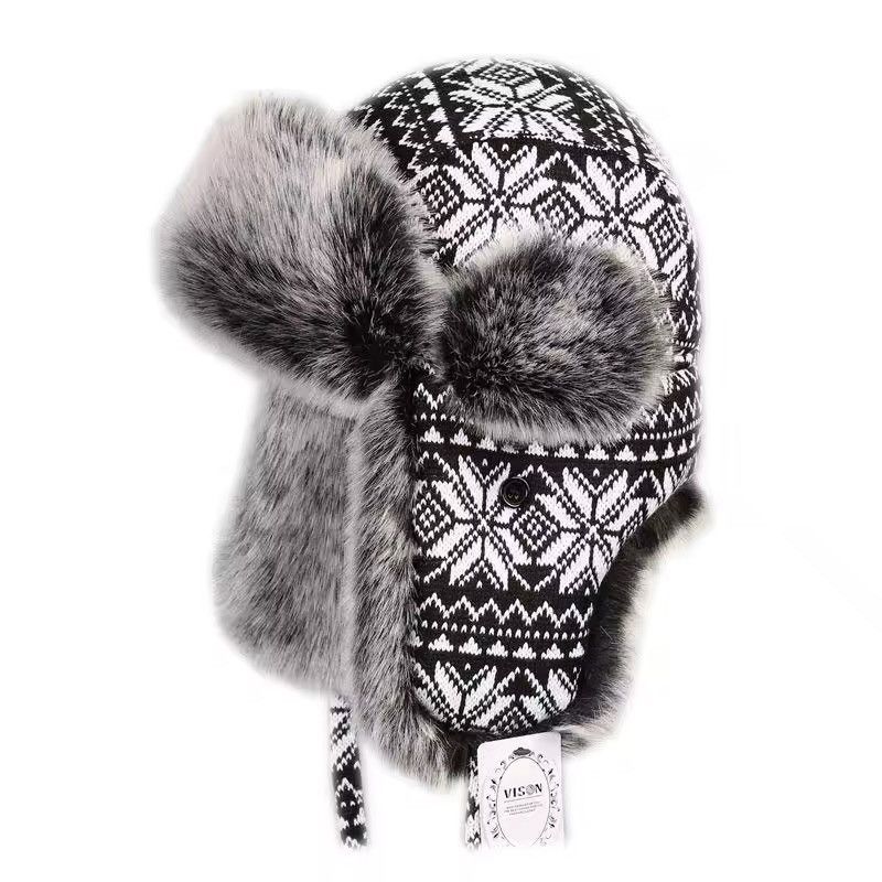 Designer Knitted Fluffy Faux Fur Ushanka Winter Outdoor Hat Size ONE SIZE - 2 Thumbnail