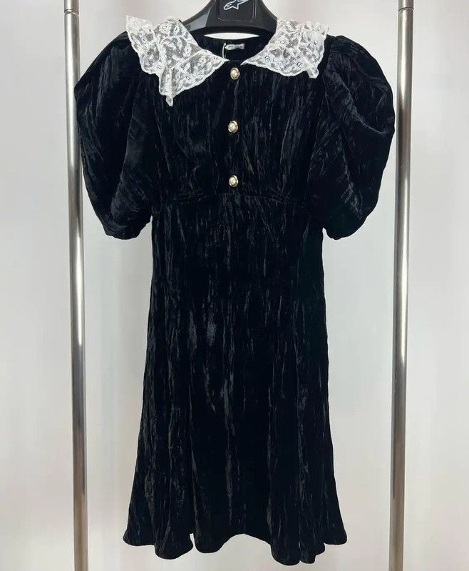Miu Miu Miu Miu Black Ruffled Collar Dress 0089 Size L / US 10 / IT 46 - 1 Thumbnail