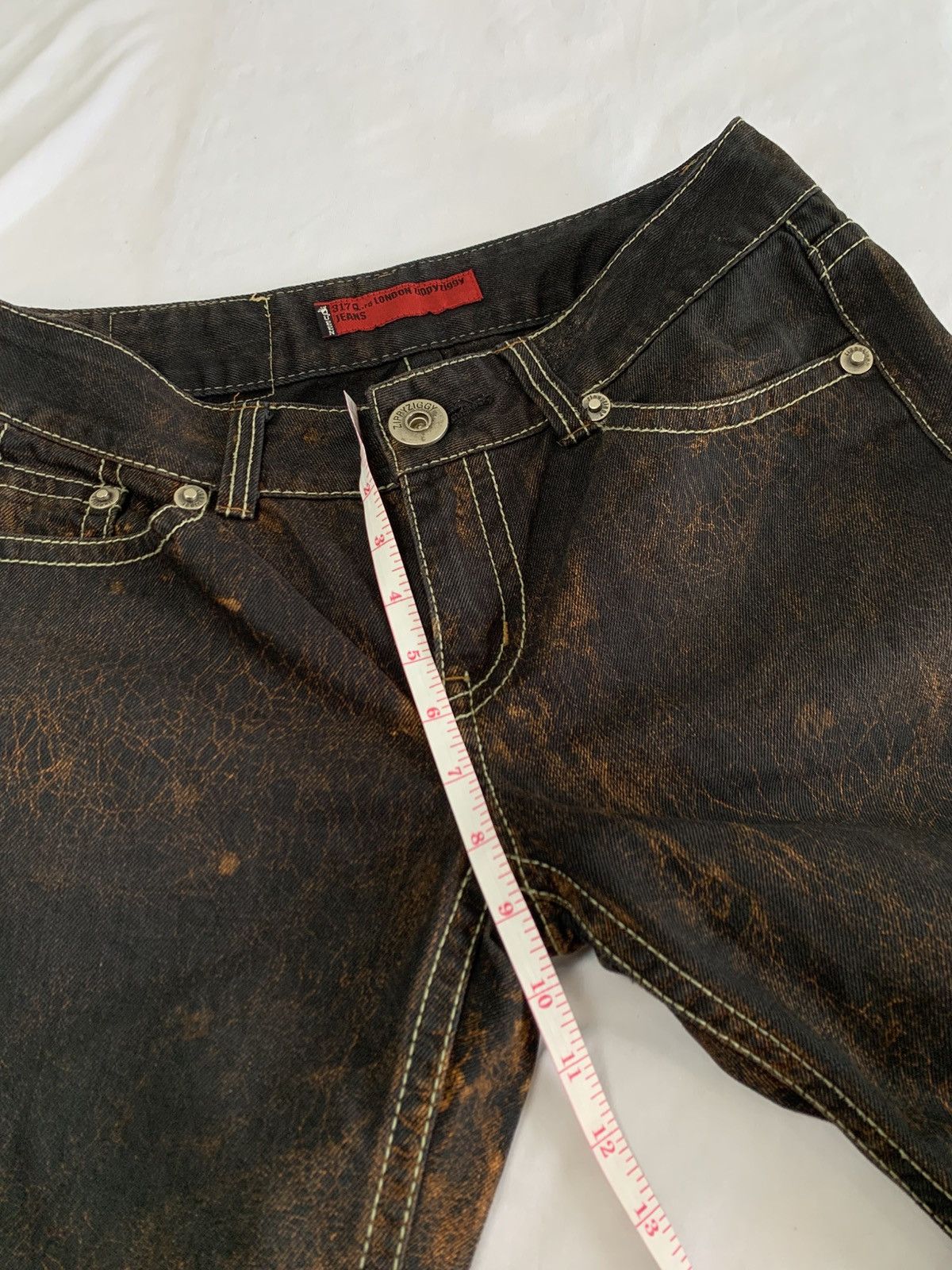 Japanese Brand Flare jeans cracked wash design zippy ziggy japan Size US 29 - 16 Thumbnail