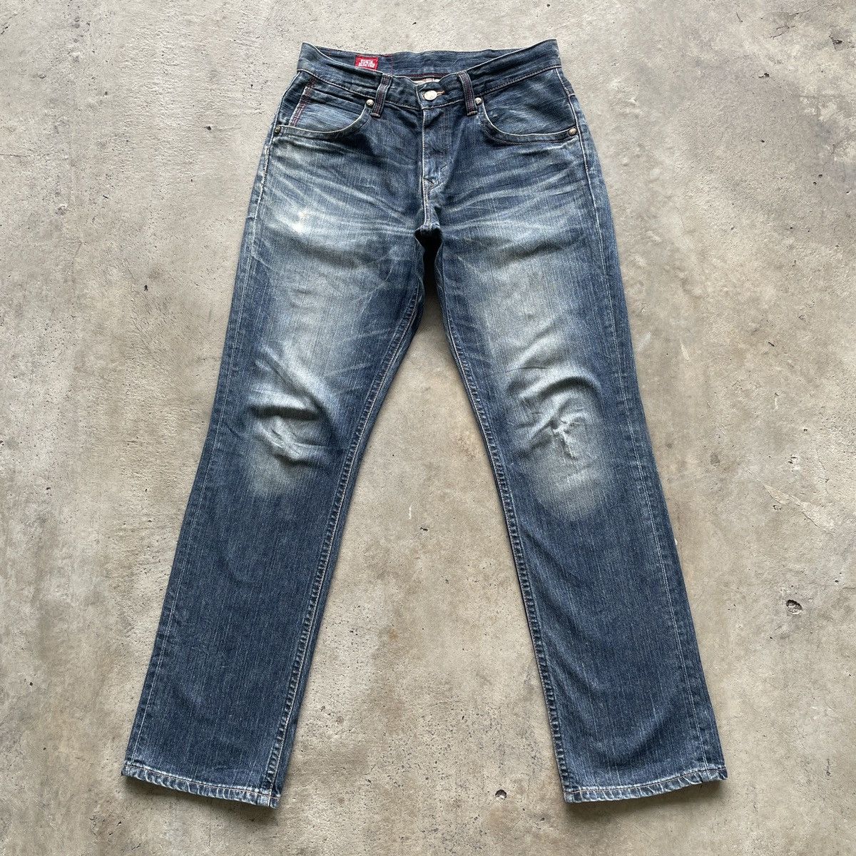 Edwin × Jean × Vintage Vintage Edwin Blue Trip Faded Denim Jeans Pants W31x33 Size US 31 - 1 Thumbnail