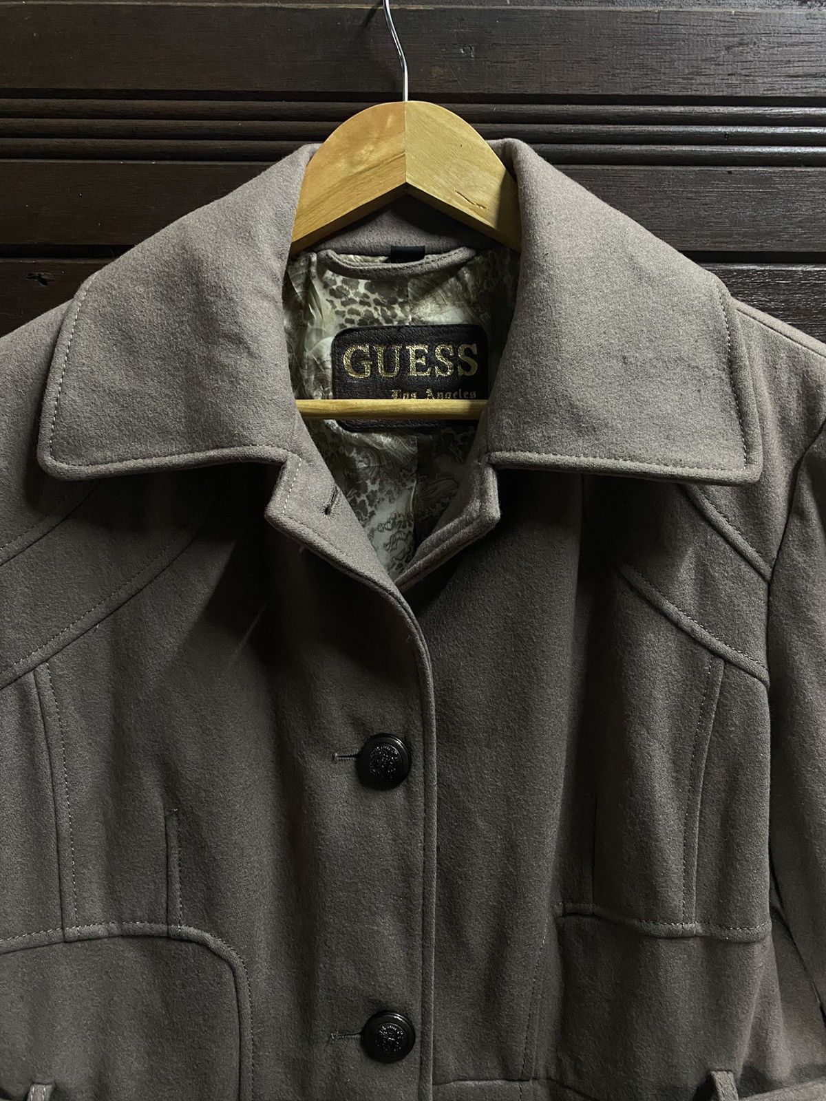 Guess × Vintage Vintage Guess Los Angeles Wool Trench Coat Jacket Size XL / US 12-14 / IT 48-50 - 9 Thumbnail