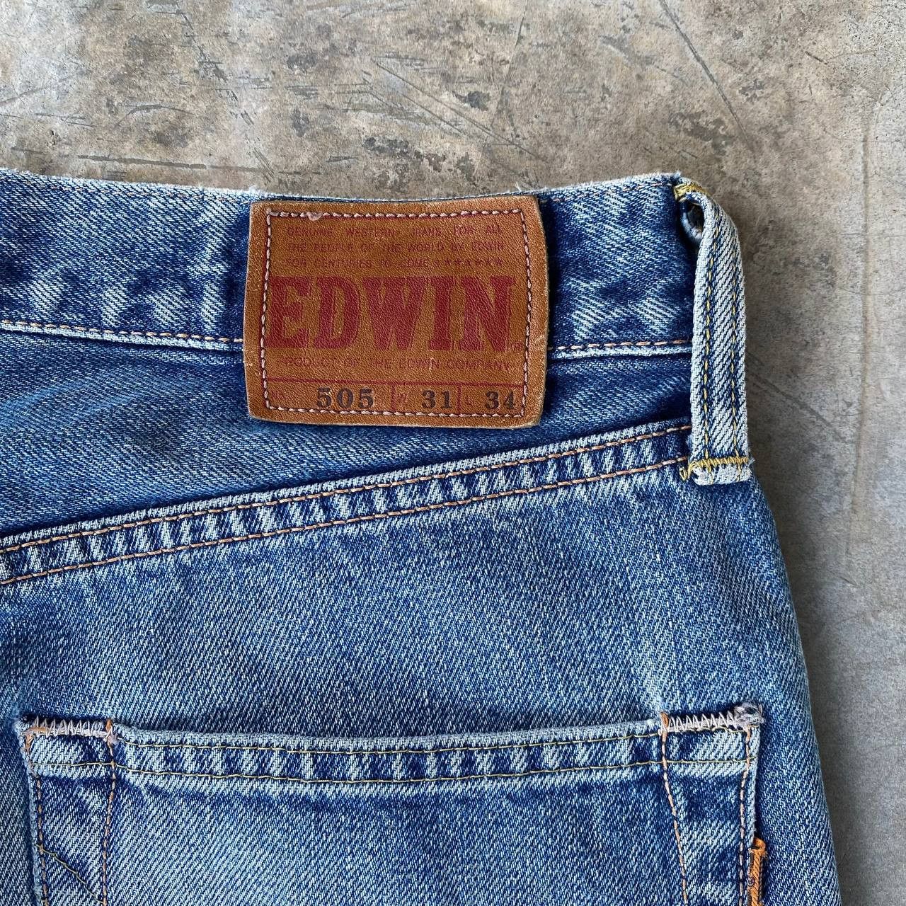 Edwin VTG 90S EDWIN 505 REDLINE GRUNGE BLUEWASH DISTRESSED DENIM Size US 29 - 12 Thumbnail