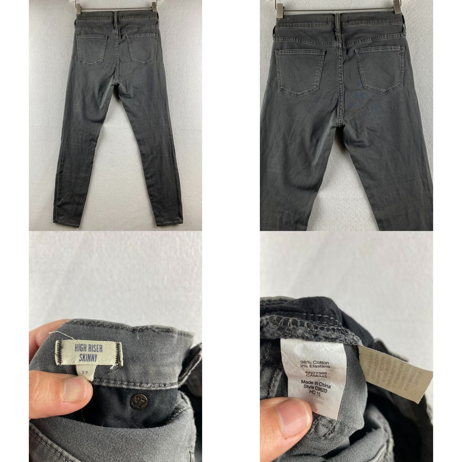 Madewell Madewell High Riser Skinny Jeans Womens 27 Gray Denim Dark Wash Stretch Ankle 5-Pocket Regular Rise Size 27" / US 4 / IT 40 - 8 Thumbnail