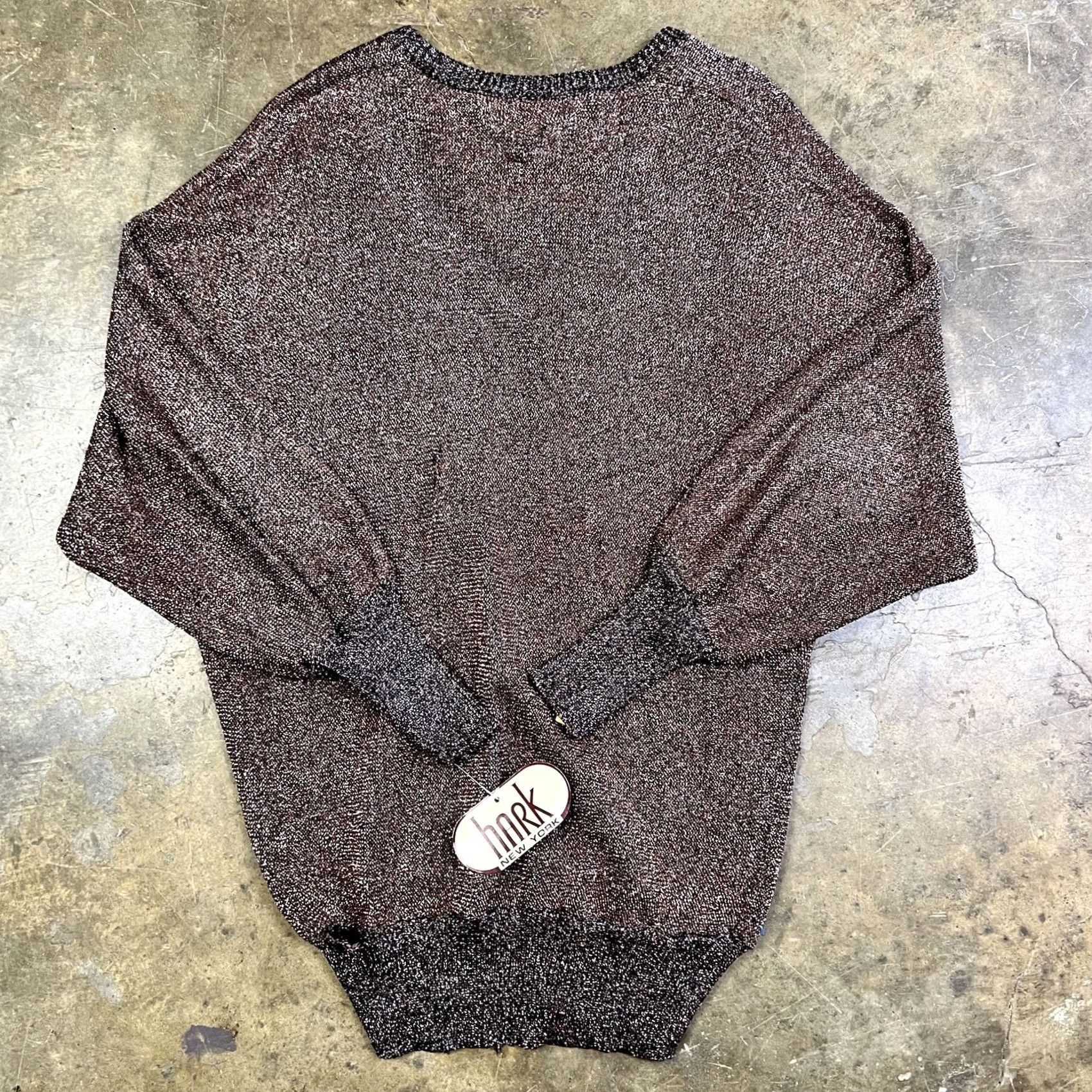 Vintage VINTAGE Hark New York Blouse Mens? Womens? Brown Metallic Sheer Knit Long Sleeve V-Neck L Size L / US 10 / IT 46 - 3 Thumbnail