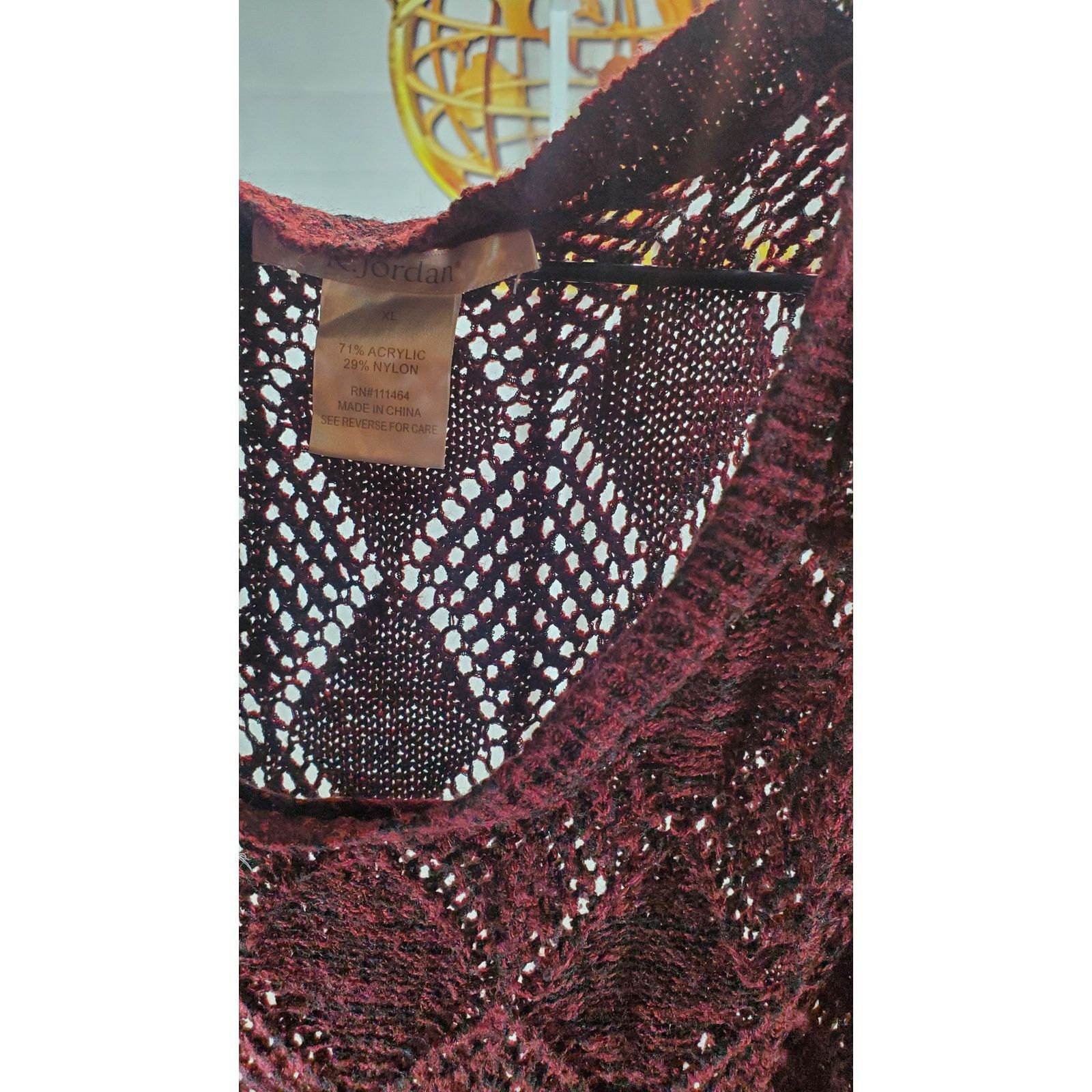 Other K. Jordan Burgundy Open Knit Cold-Shoulder Sweater Size XL Size L / US 10 / IT 46 - 5 Thumbnail