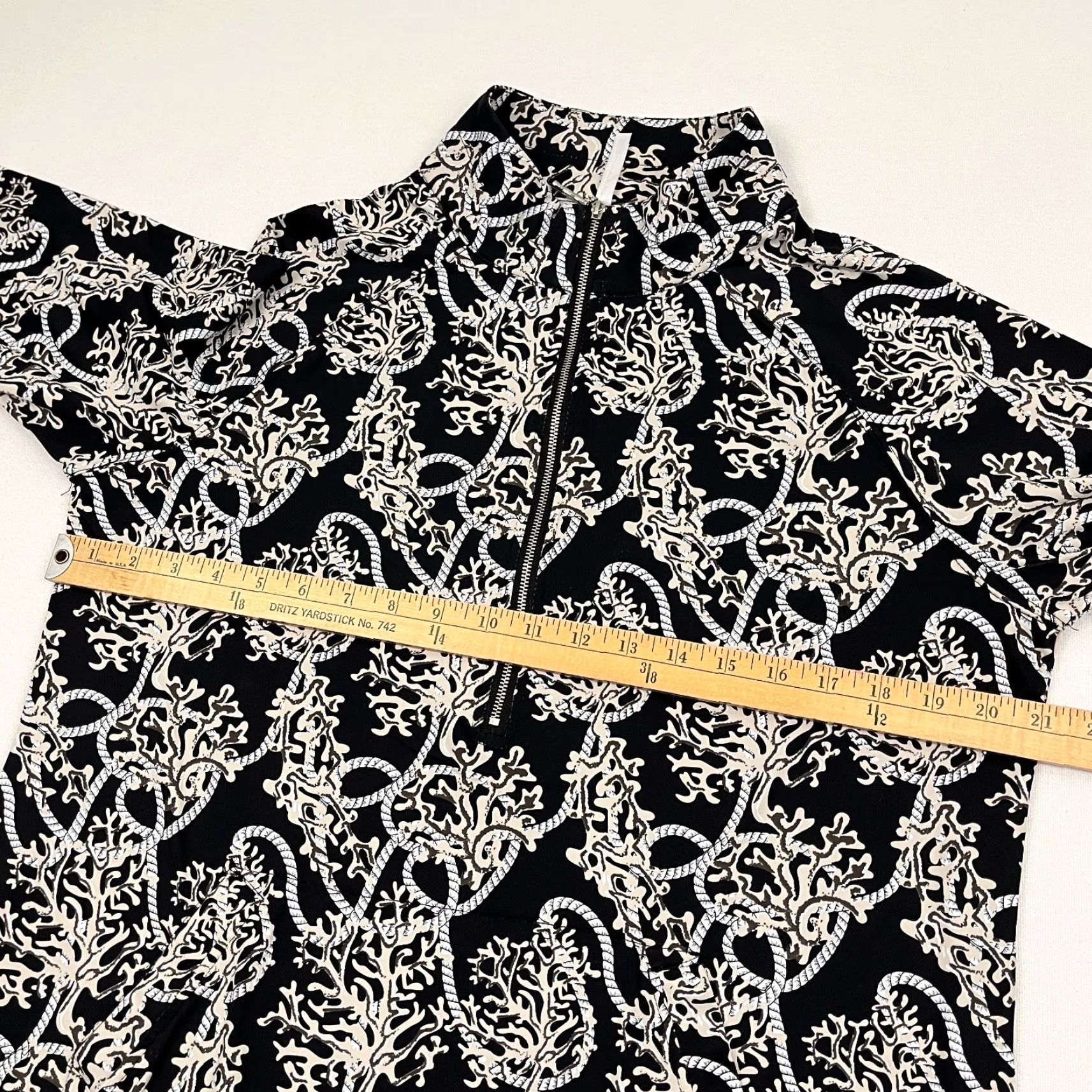Vintage Lulu B Jacket Womens L Black White Coral Rope Coastal Half Zip Active Breathable Lightweight Full Zip Geometric Pattern Athletic Jacket Women L Black Size L / US 10 / IT 46 - 4 Thumbnail