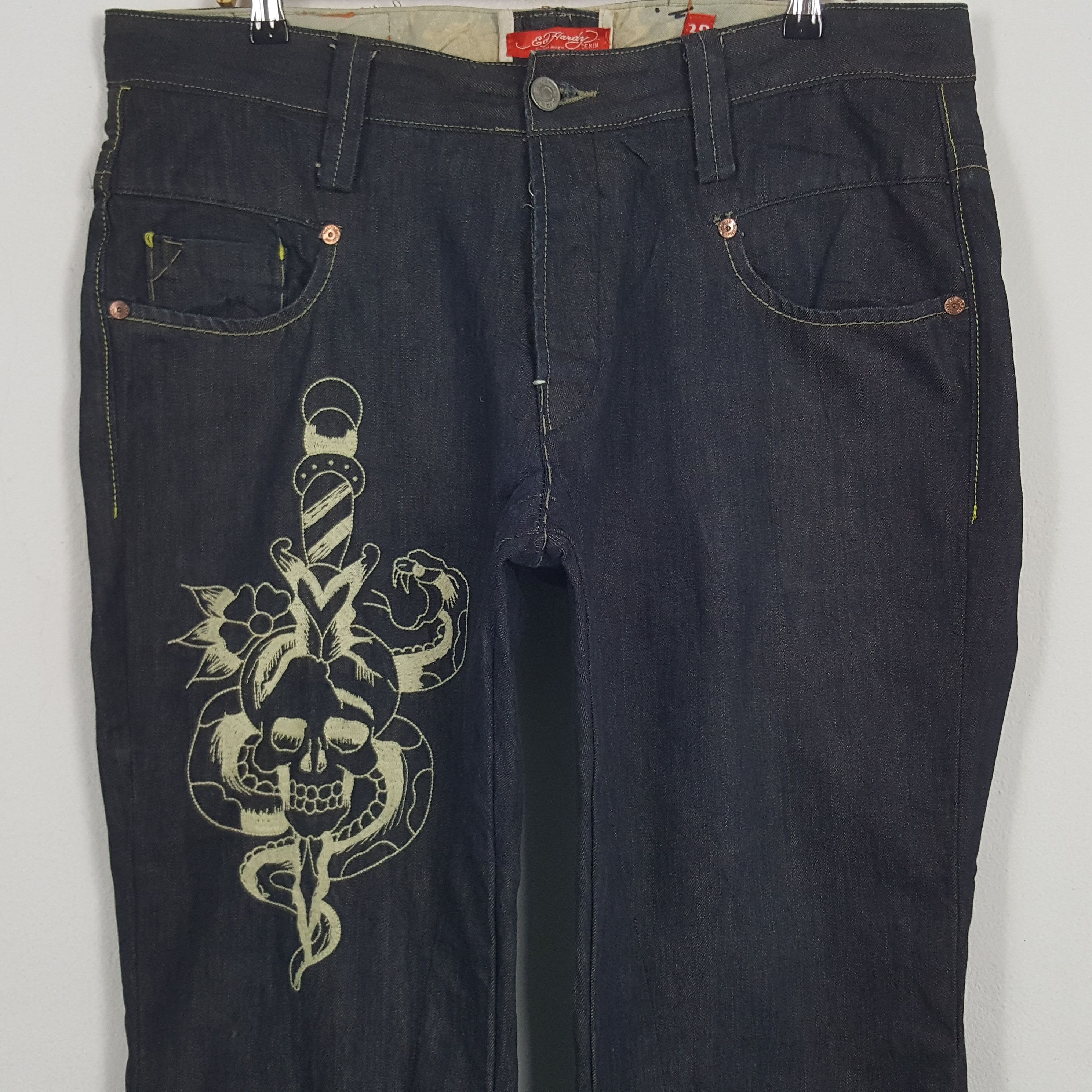 Ed Hardy × Vintage Vintage Ed Hardy Snake Design Denim Jeans Size US 38 / EU 54 - 5 Thumbnail