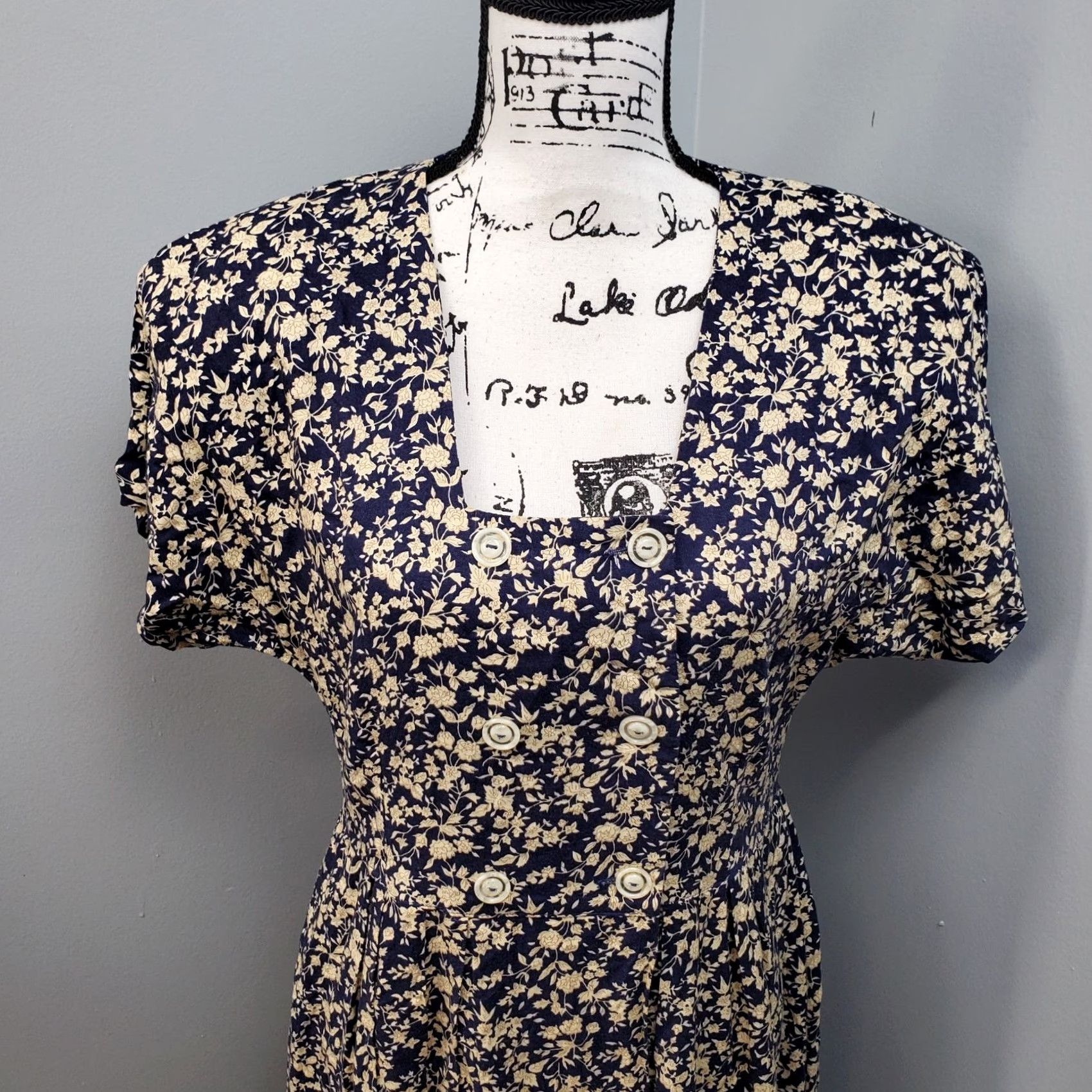 Vintage All That Jazz Womens Size 11/12 Multi Floral Fit & Flare Dress Knee Length Button Front Casual Floral Pattern Women Size L / US 10 / IT 46 - 3 Thumbnail