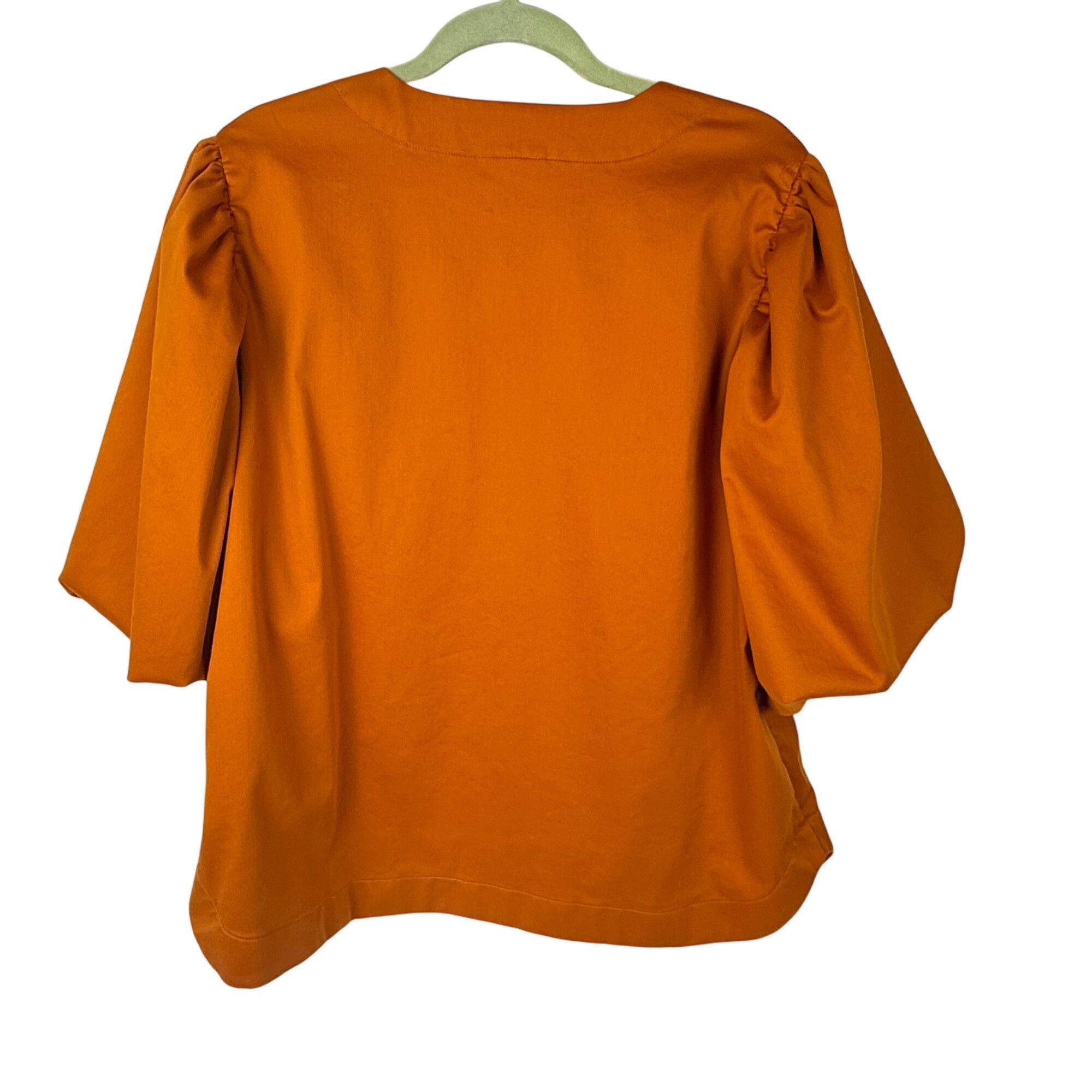 Chicos Chico's Puff-Sleeve Boho Smocked Blouse Top Orange Size 14 Size XL / US 12-14 / IT 48-50 - 4 Thumbnail