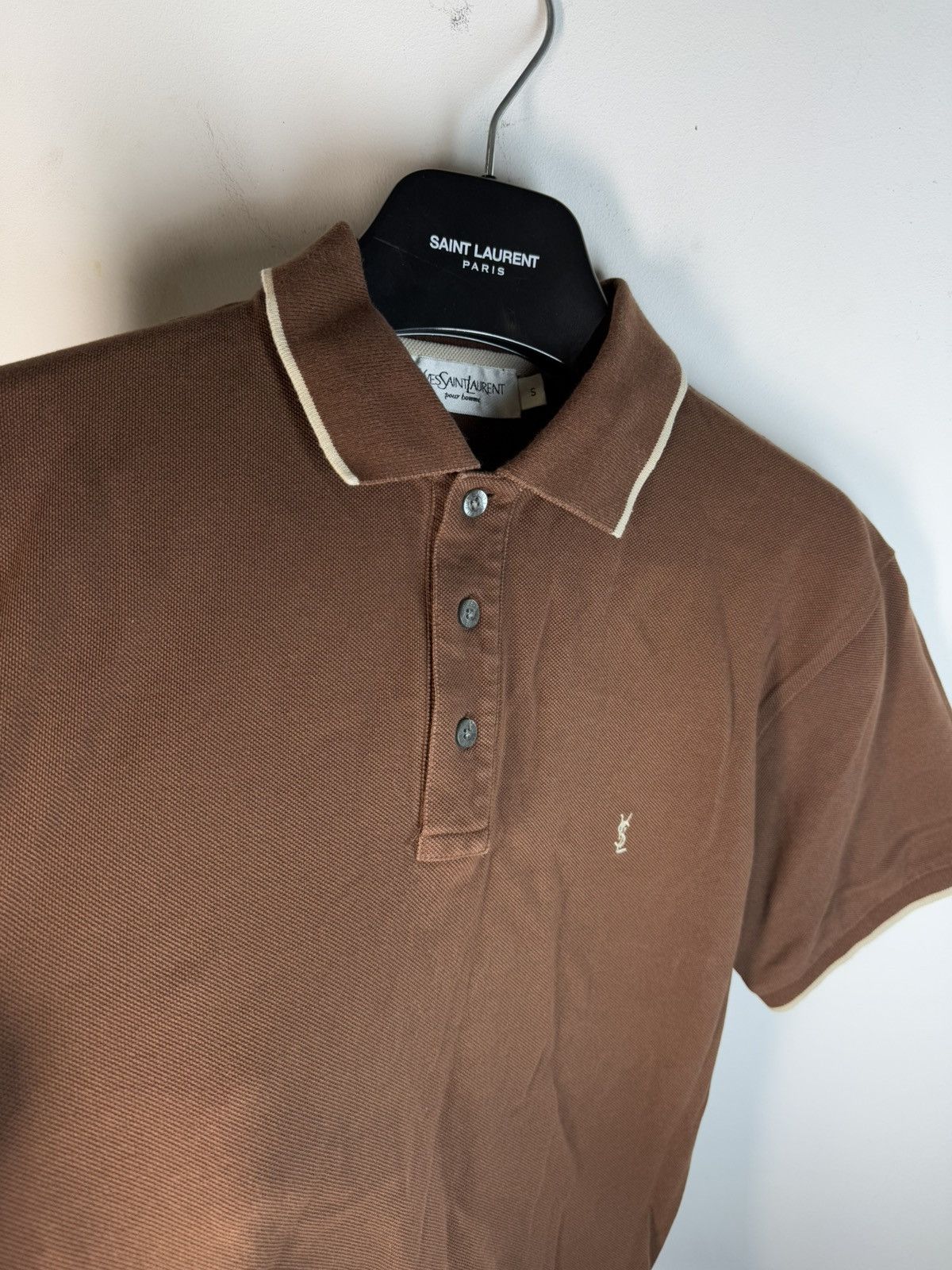 Yves Saint Laurent Brown YSL Polo Shirt YSL Tee Beige YSL Shirt Size US S / EU 44-46 / 1 - 14 Thumbnail