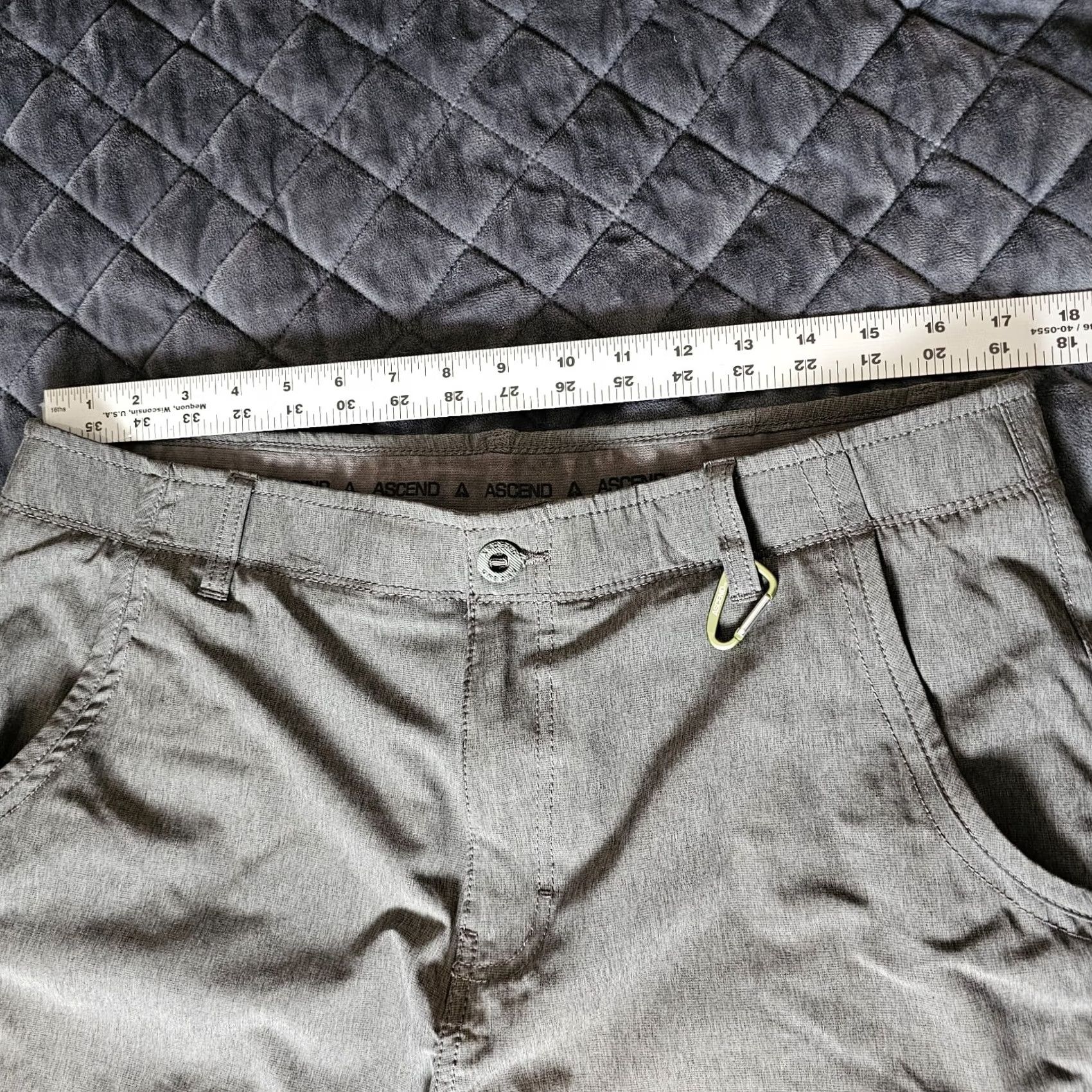 ASCENO Ascend Mens Cargo Shorts 36x9 Gray Flat Front Pockets Outdoor Summer 9 In Inseam Size US 36 / EU 52 - 4 Thumbnail