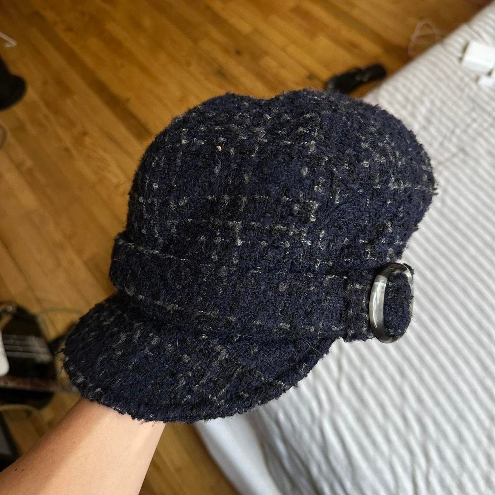 Vintage Vintage Y2K Knit Tweed Button Military Paper Boy Hat Cap Size ONE SIZE - 2 Thumbnail