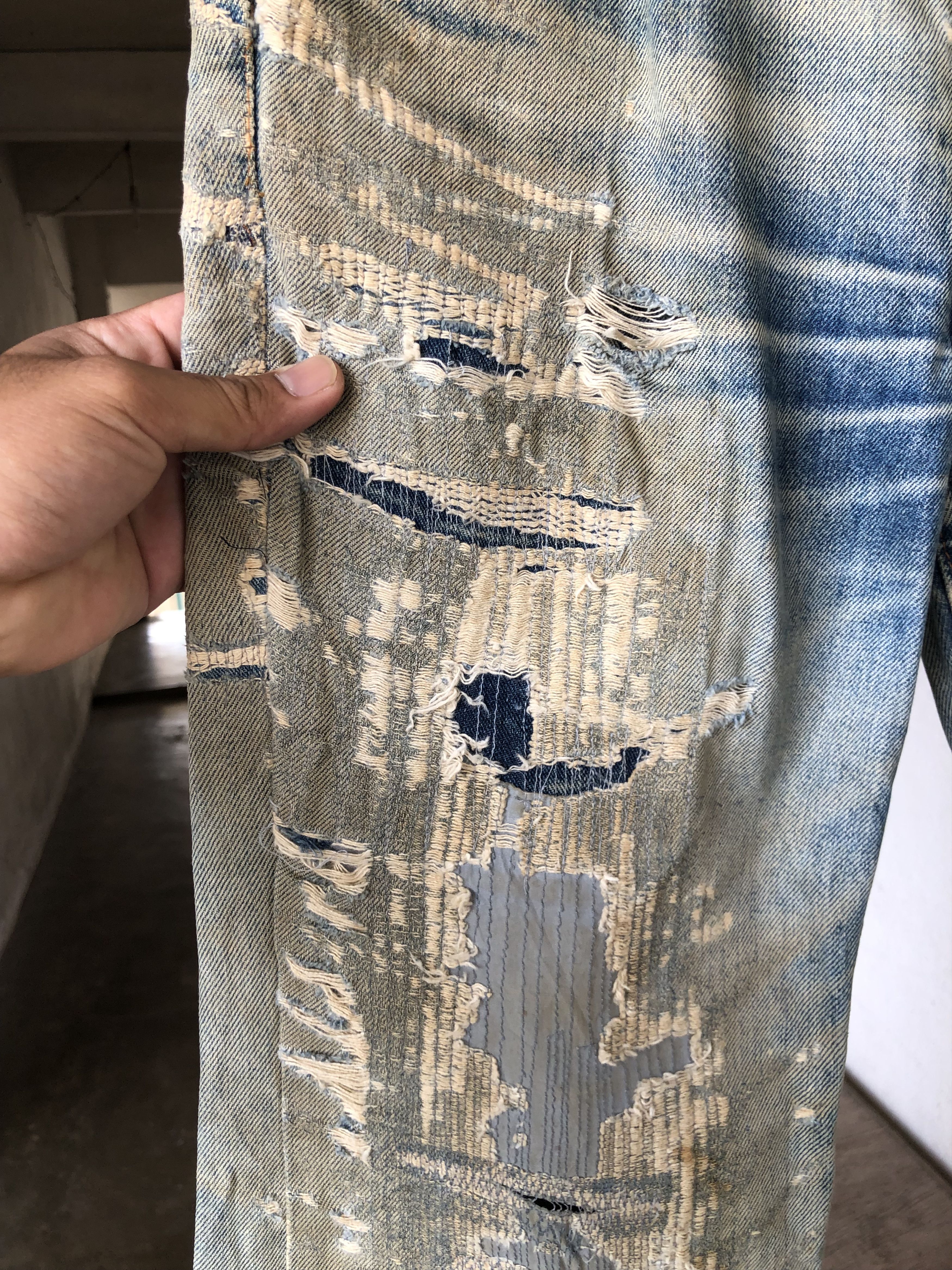 Levi's Vintage 90s Levis Distressed Denim Flare Pants Size US 29 - 5 Thumbnail