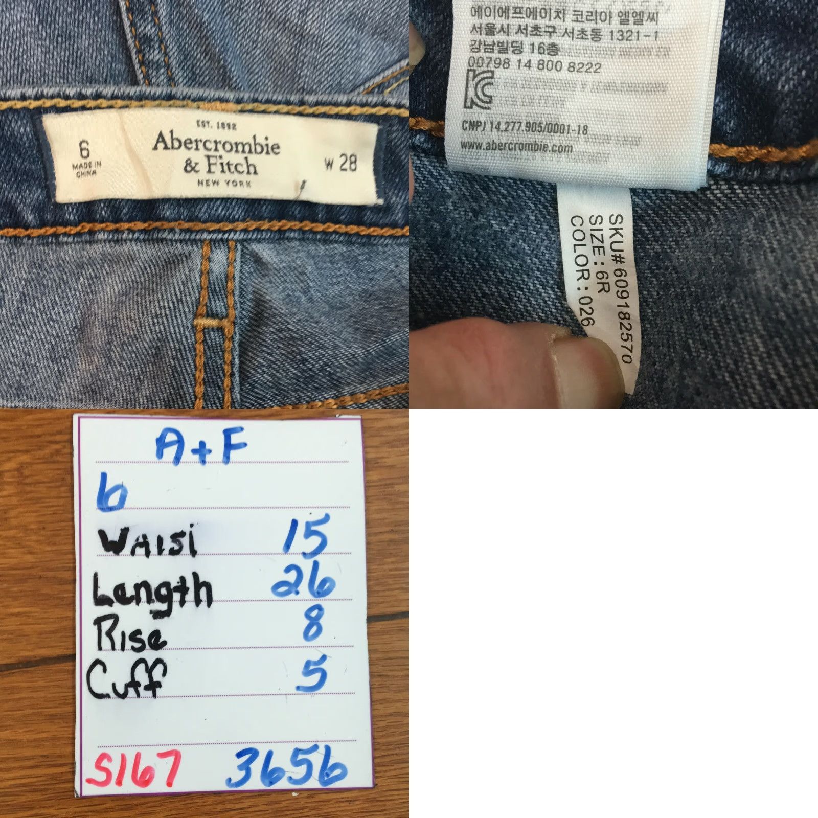 Abercrombie & Fitch Abercrombie & Fitch Jeans - Womens Skinny Denim Distressed Blue Size 6, Inseam 26, 5-Pocket, Regular Rise, Button Closure, Stretch Comfort Size 28" / US 6 / IT 42 - 8 Thumbnail