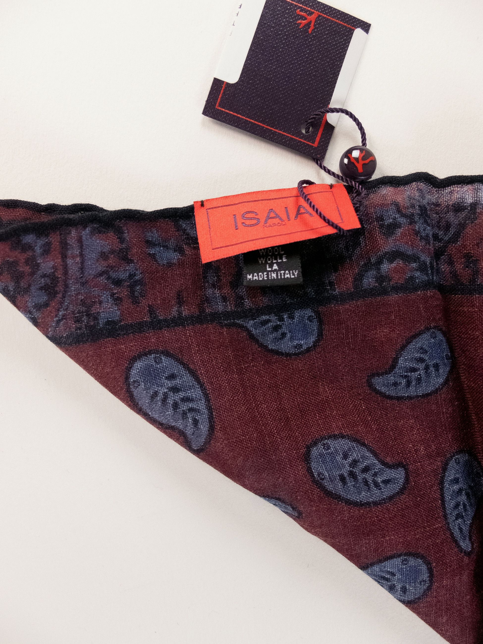 Isaia ISAIA Napoli burgundy paisley motif wool pocket square Size ONE SIZE - 3 Thumbnail