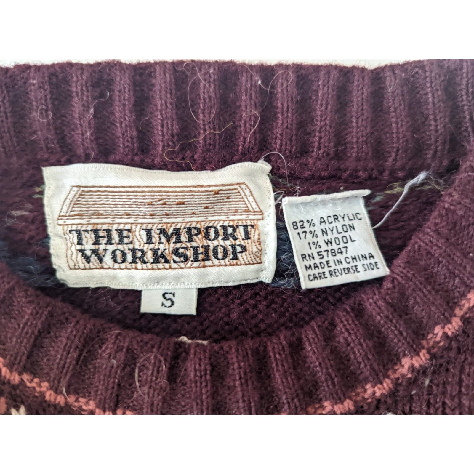 Vintage VINTAGE 90s Red Wool Winter Tree Fair Isle Sweater Wool Crew Neck Pullover S3C Women's Knit Pullover Regular Size S Size S / US 4 / IT 40 - 4 Thumbnail
