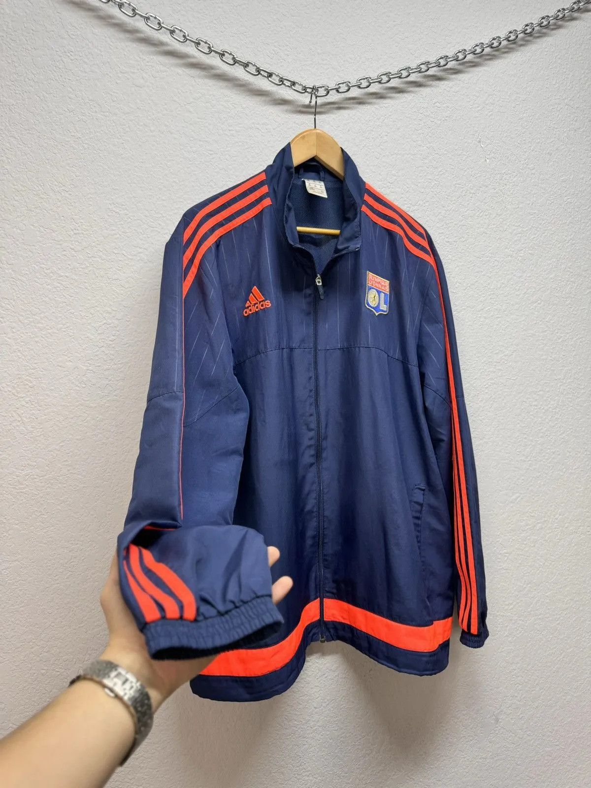 Adidas × Vintage Adidas Olympique Lyon Zip Sweatshirt Soccer Jersey 2015 Size US XL / EU 56 / 4 - 5 Thumbnail