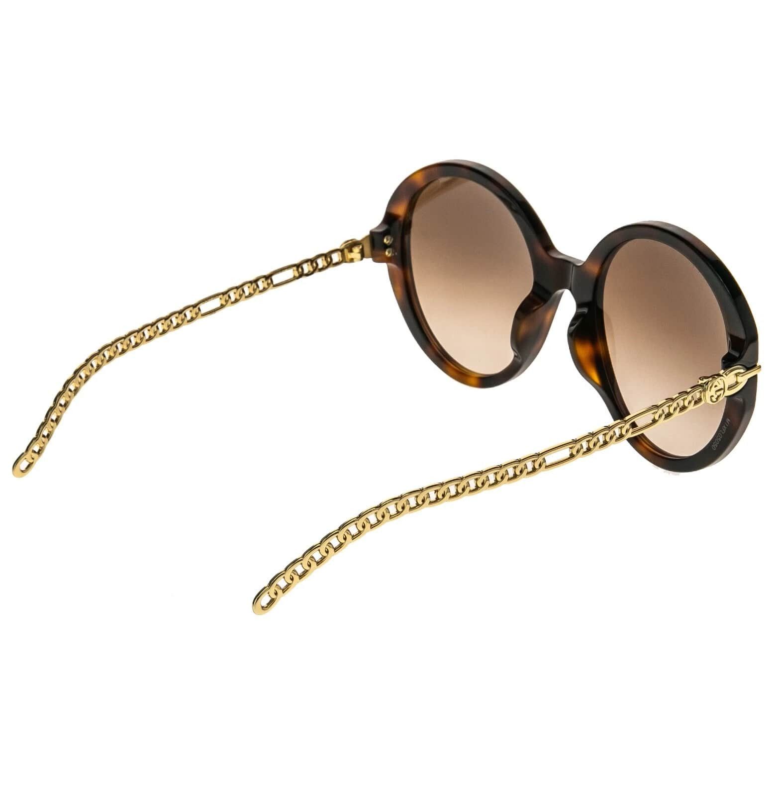 Gucci GUCCI GG0726S CHAIN 0726 Gold Brown Metal Round 002 Size ONE SIZE - 2 Thumbnail