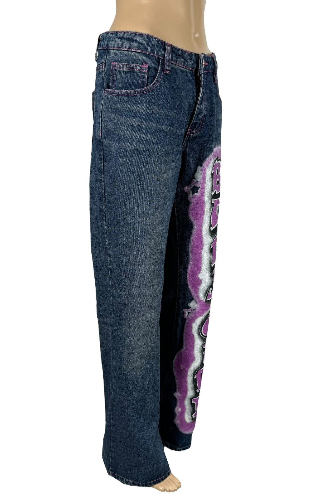 Jaded London Jaded London Stright Jeans Baby Girl Graffiti Printed Size 30" / US 8 / IT 44 - 3 Thumbnail