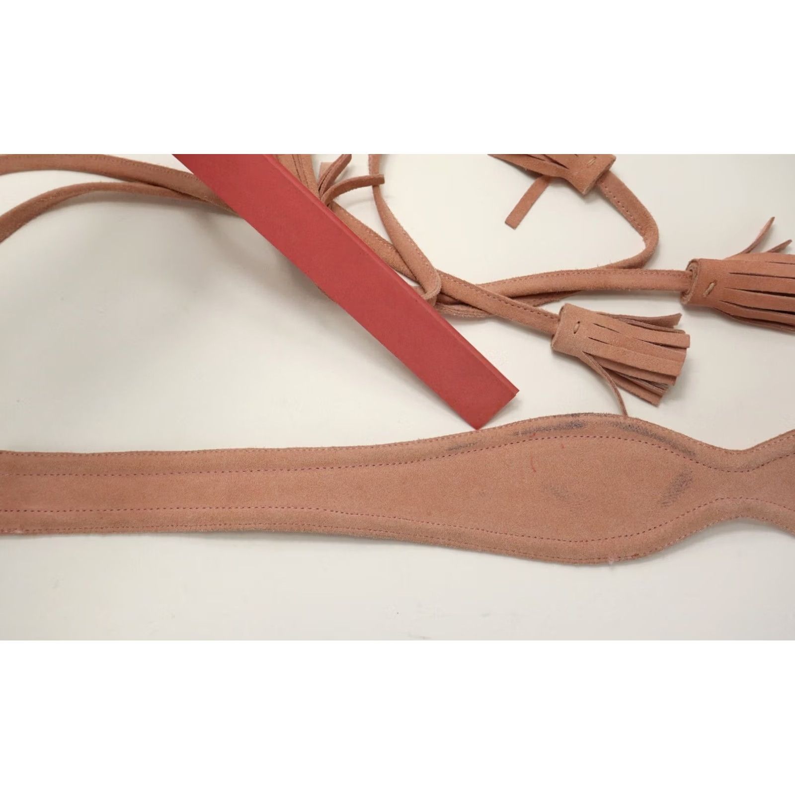 Maje MAJE Belt ONE SIZE Pink Suede Leather Fringe Details Women's Size ONE SIZE - 6 Thumbnail