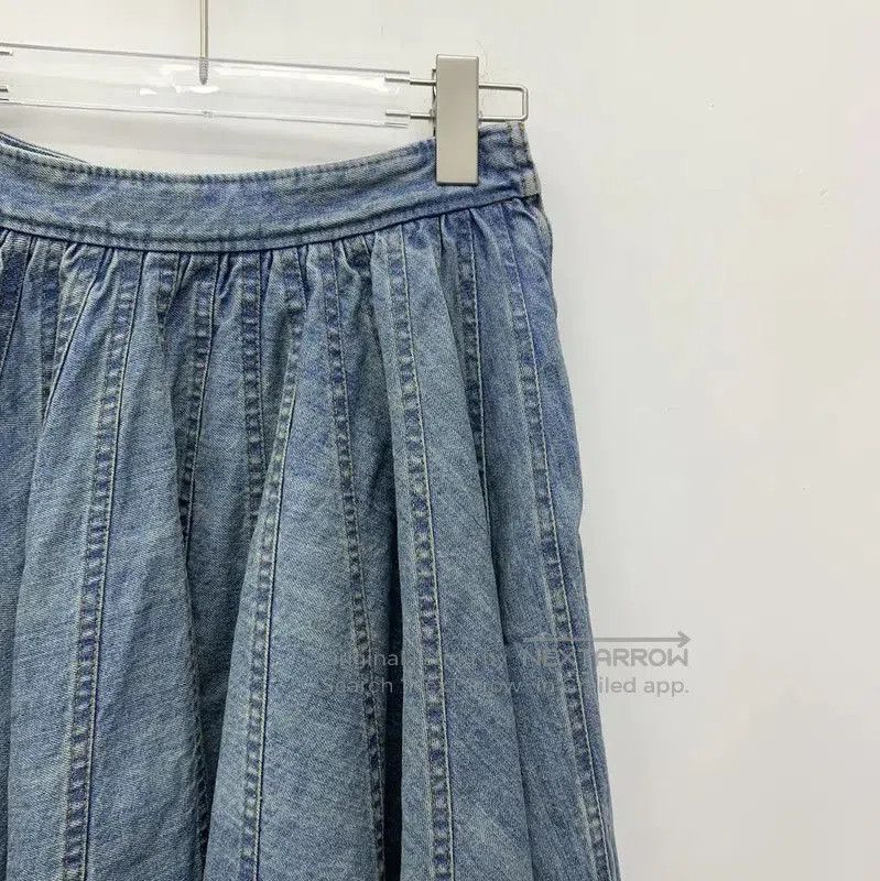 Miu Miu Miu Miu Blue Cotton Pleated Skirt . Size 24" / US 00 / IT 34 - 3 Thumbnail