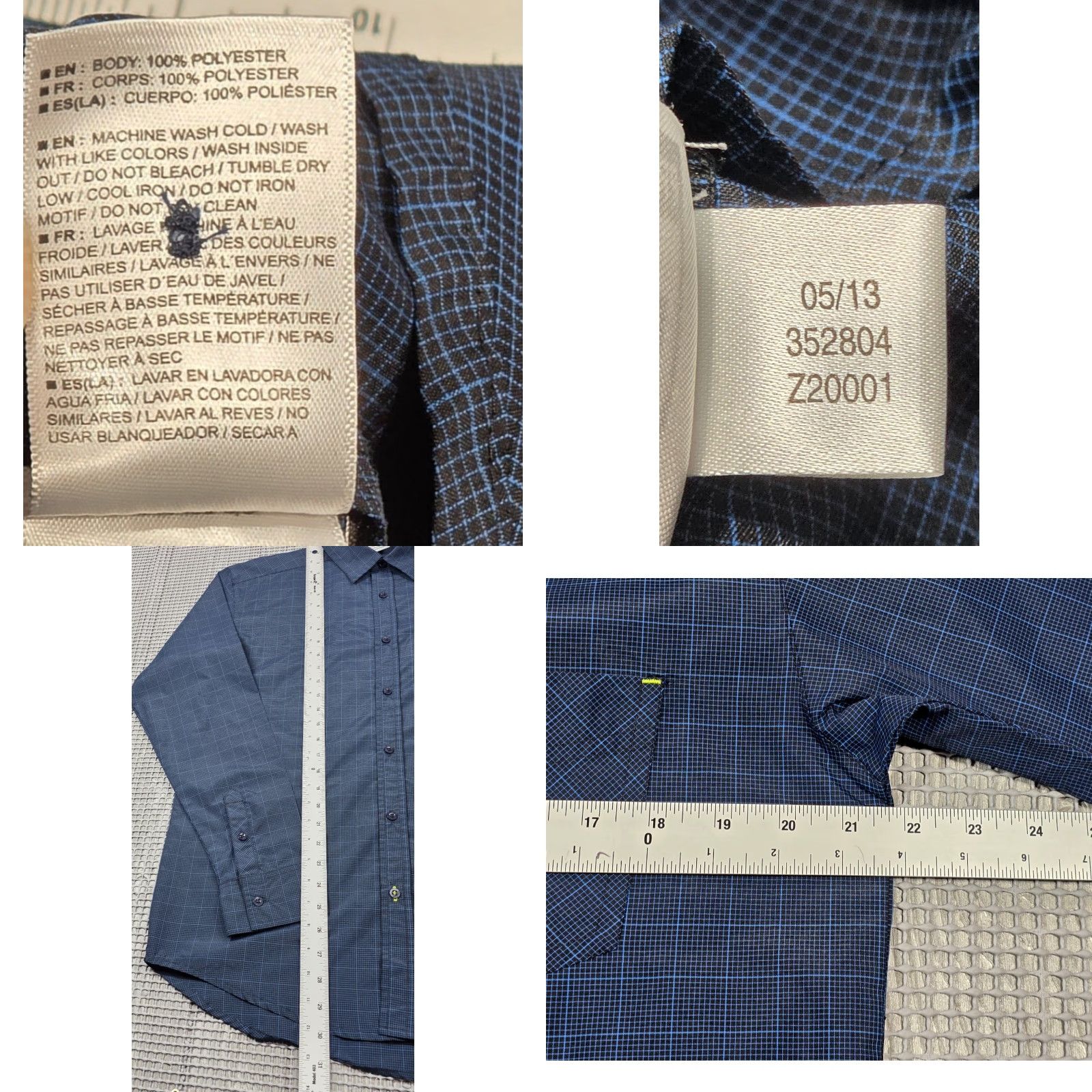 Salomon Salomon Shirt M Button-Up Long Sleeve Blue Check Outdoor Performance Shirt Size US M / EU 48-50 / 2 - 9 Thumbnail