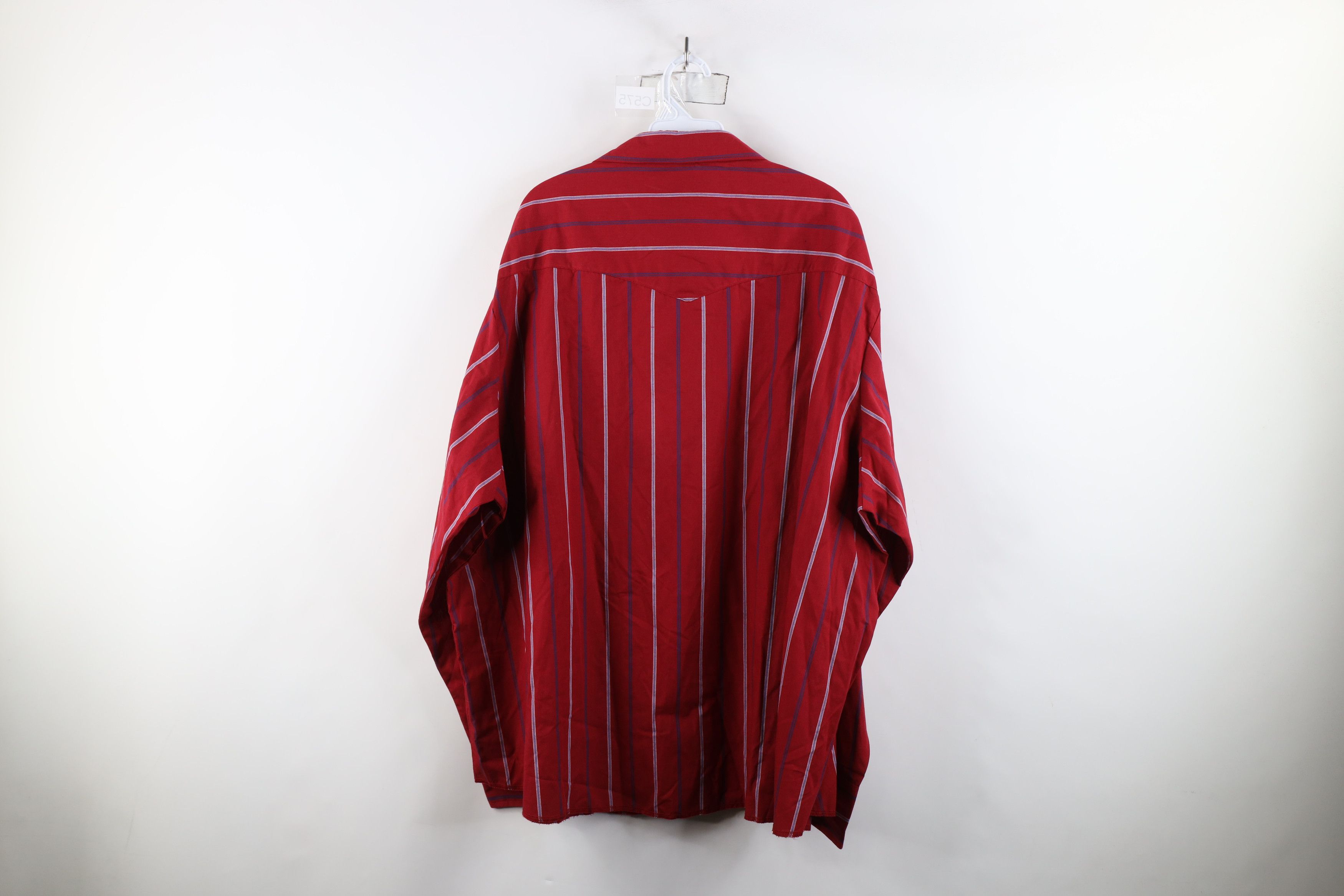 Vintage × Wrangler Vintage 90s Wrangler Brushpopper Western Button Shirt Red Size US XXL / EU 58 / 5 - 7 Thumbnail