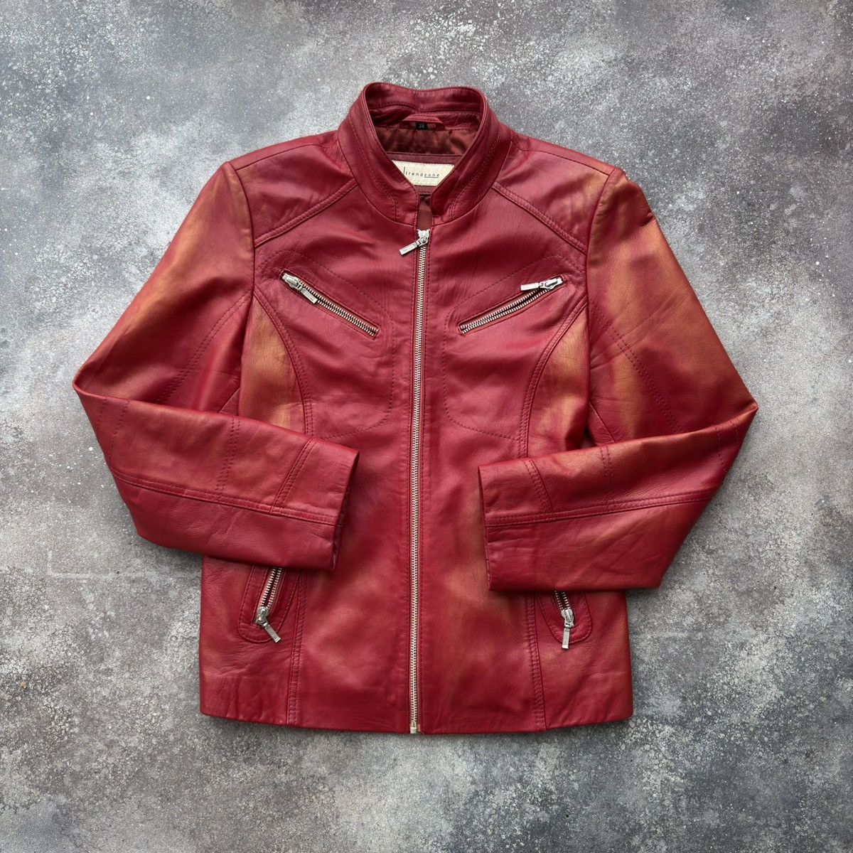 20471120 Vintage Y2K Faded Biker Leather Jacket Size XS / US 0-2 / IT 36-38 - 4 Thumbnail