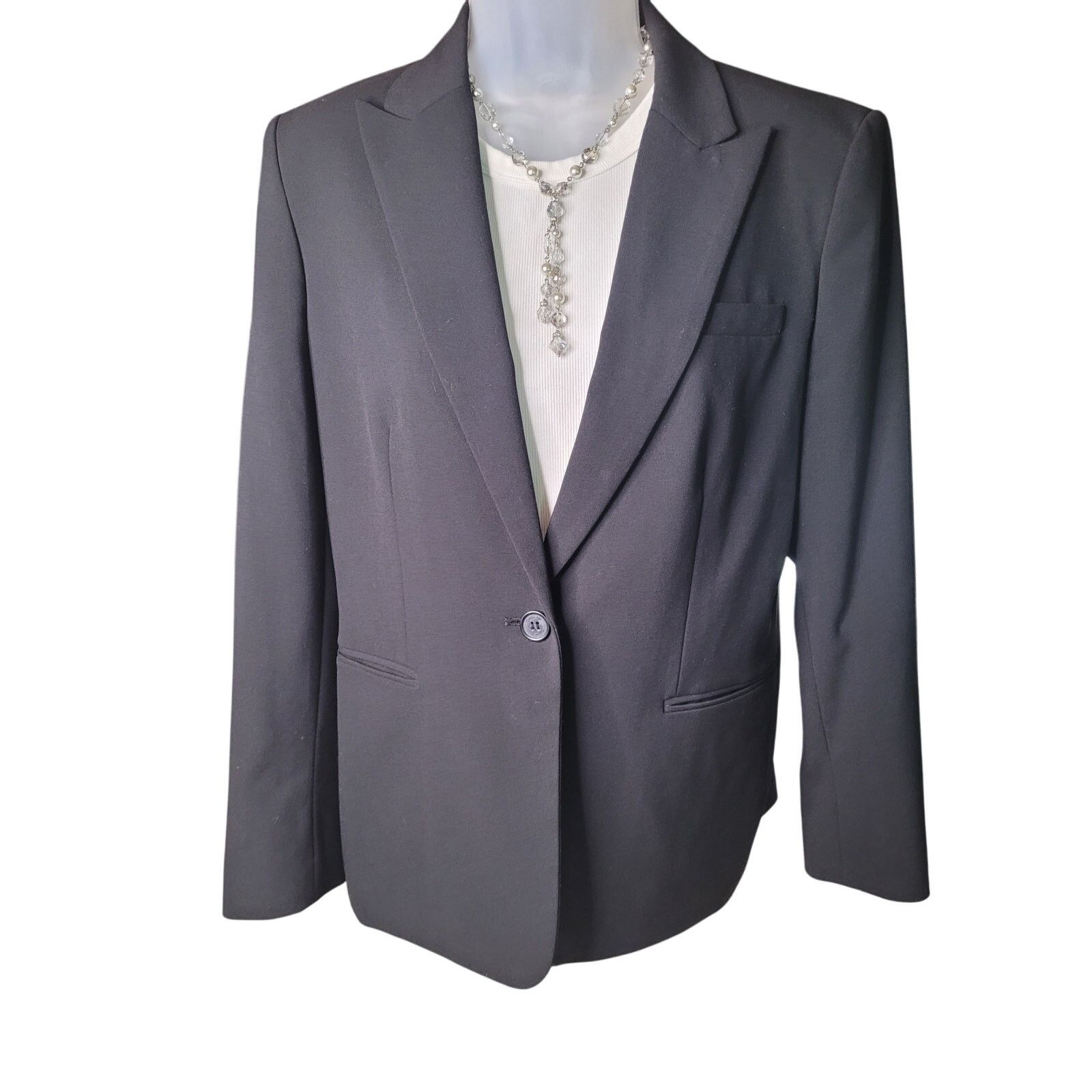 Calvin Klein Calvin Klein Black One Button Blazer 2 Pockets Fitted SZ 8 Size M / US 6-8 / IT 42-44 - 1 Thumbnail