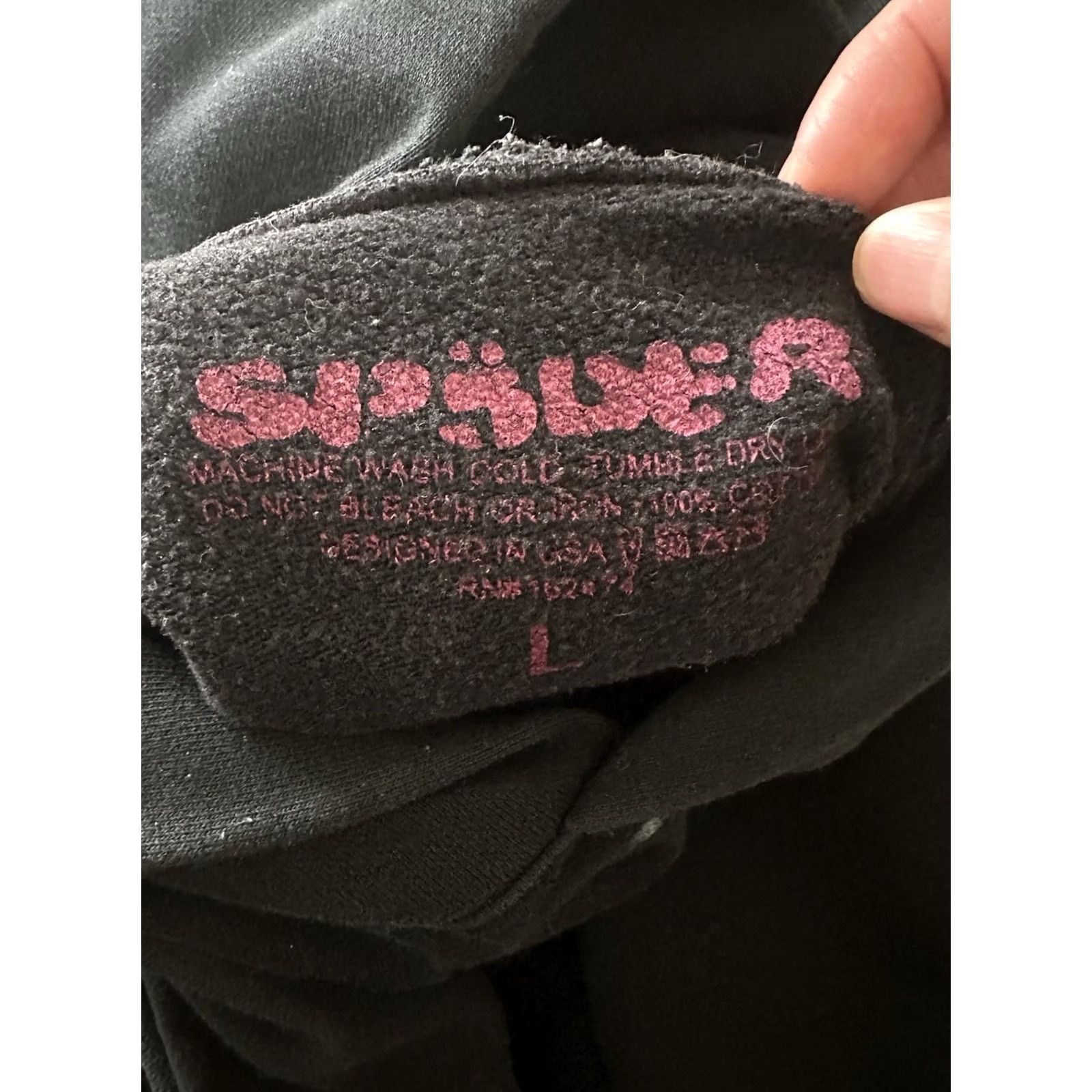 Pinko Sp5der Hoodie Black V2 Size Large Pullover Cotton Fleece Long Sleeve Mens Regular 22.5” Chest 27” Length Black Size US L / EU 52-54 / 3 - 5 Thumbnail