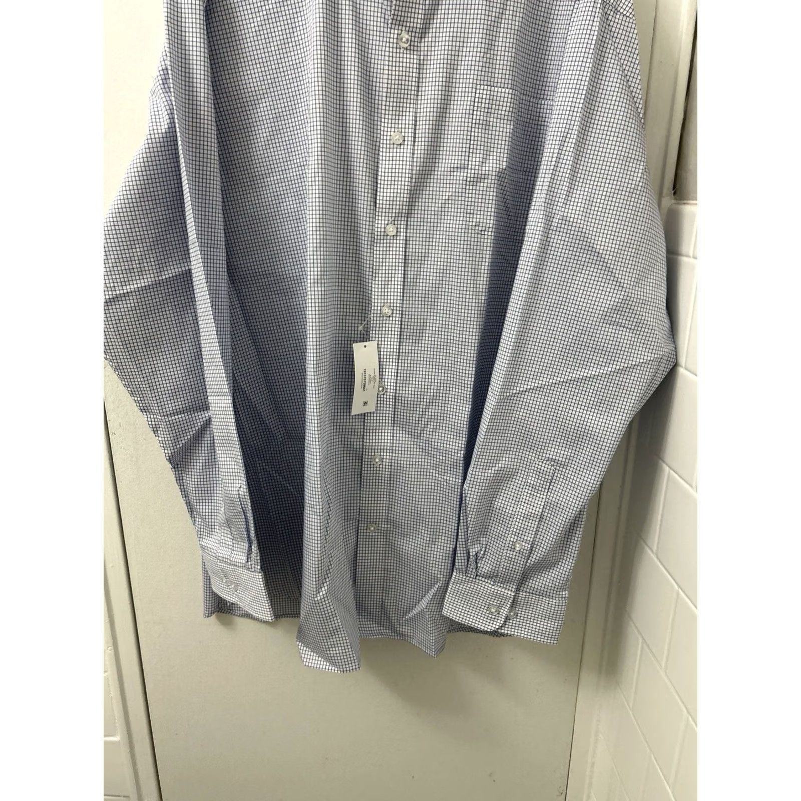 George George Dress Shirt Mens 3XL 54-56 White Blue Classic Fit Gingham Button Up L/S Size 48R - 3 Thumbnail