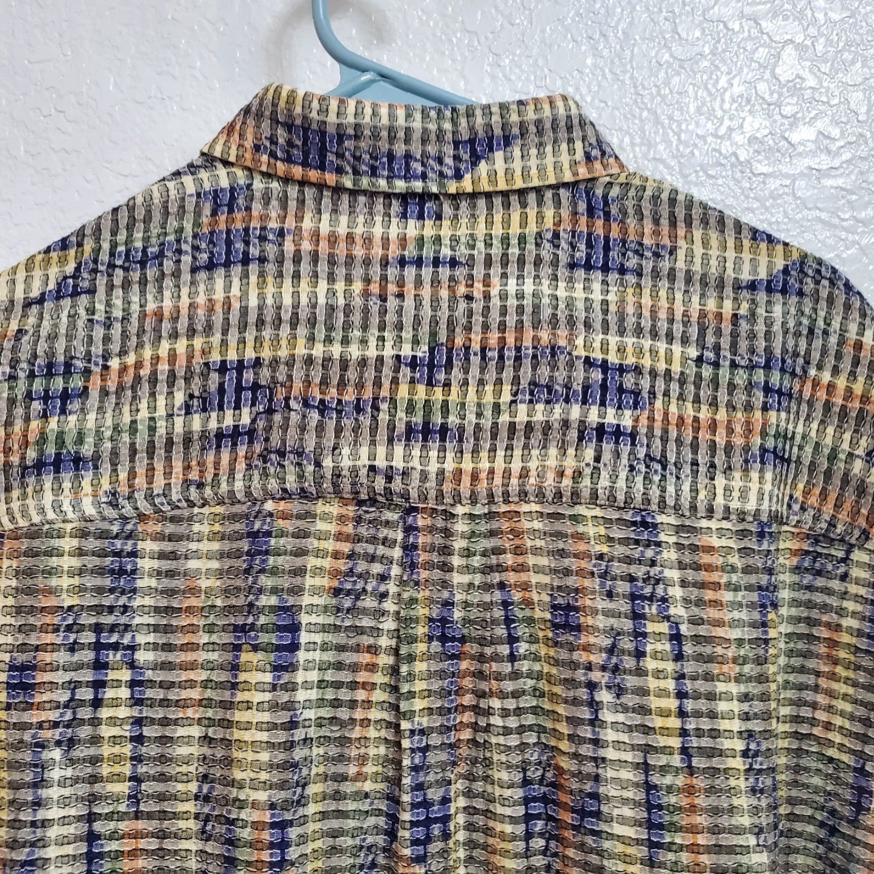George Georg Roth Germany Shirt Men 42/L Multicolor Abstract Short Sleeve Button Down Shirt Button-Up Pockets Textured Collared 42/L Men Size US L / EU 52-54 / 3 - 6 Thumbnail