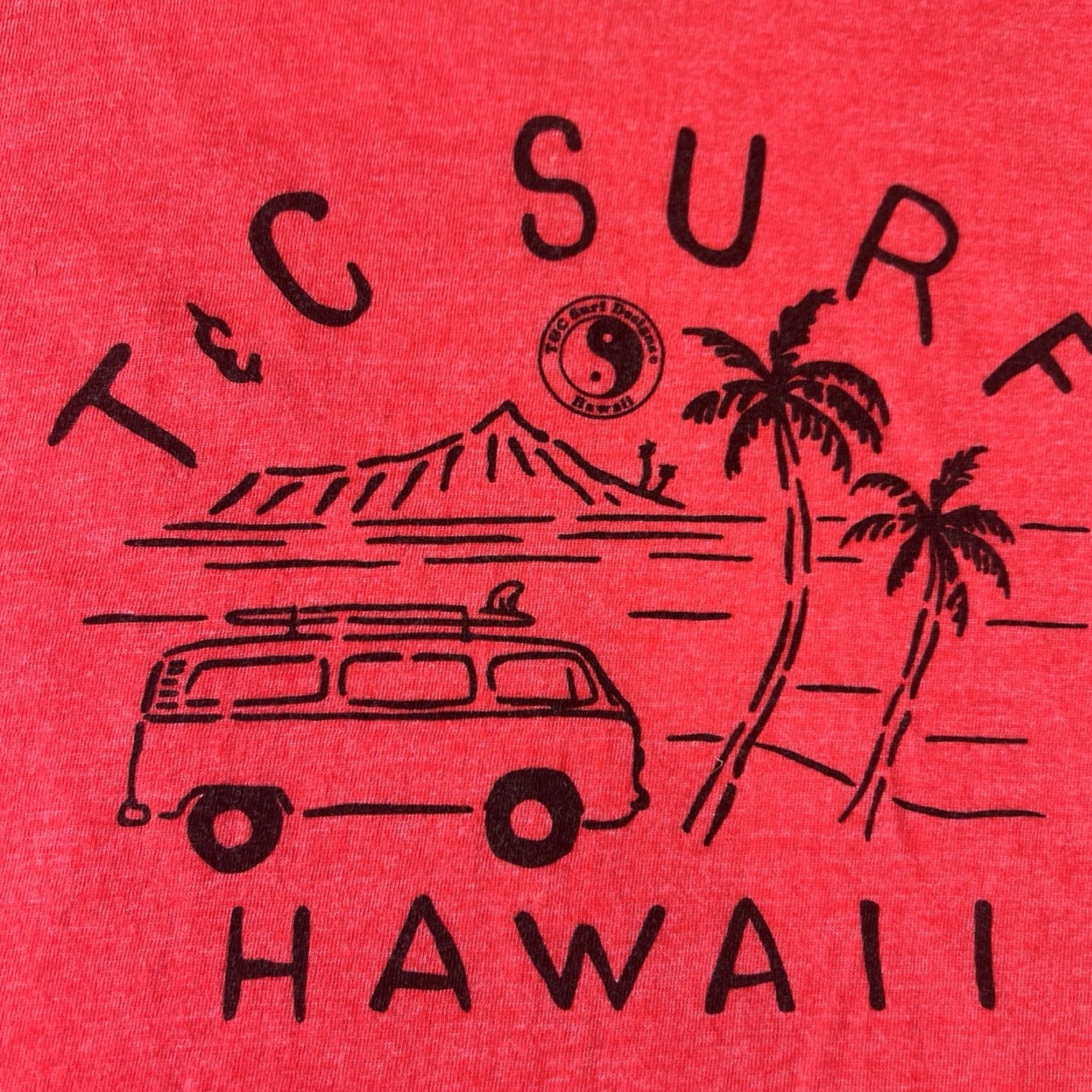 Vintage T&C Surf Designs Shirt Men Large Red Graphic Print Hawaiian Islands Surfer Van Palm Trees Long Sleeve Short Sleeve? Size US L / EU 52-54 / 3 - 3 Thumbnail